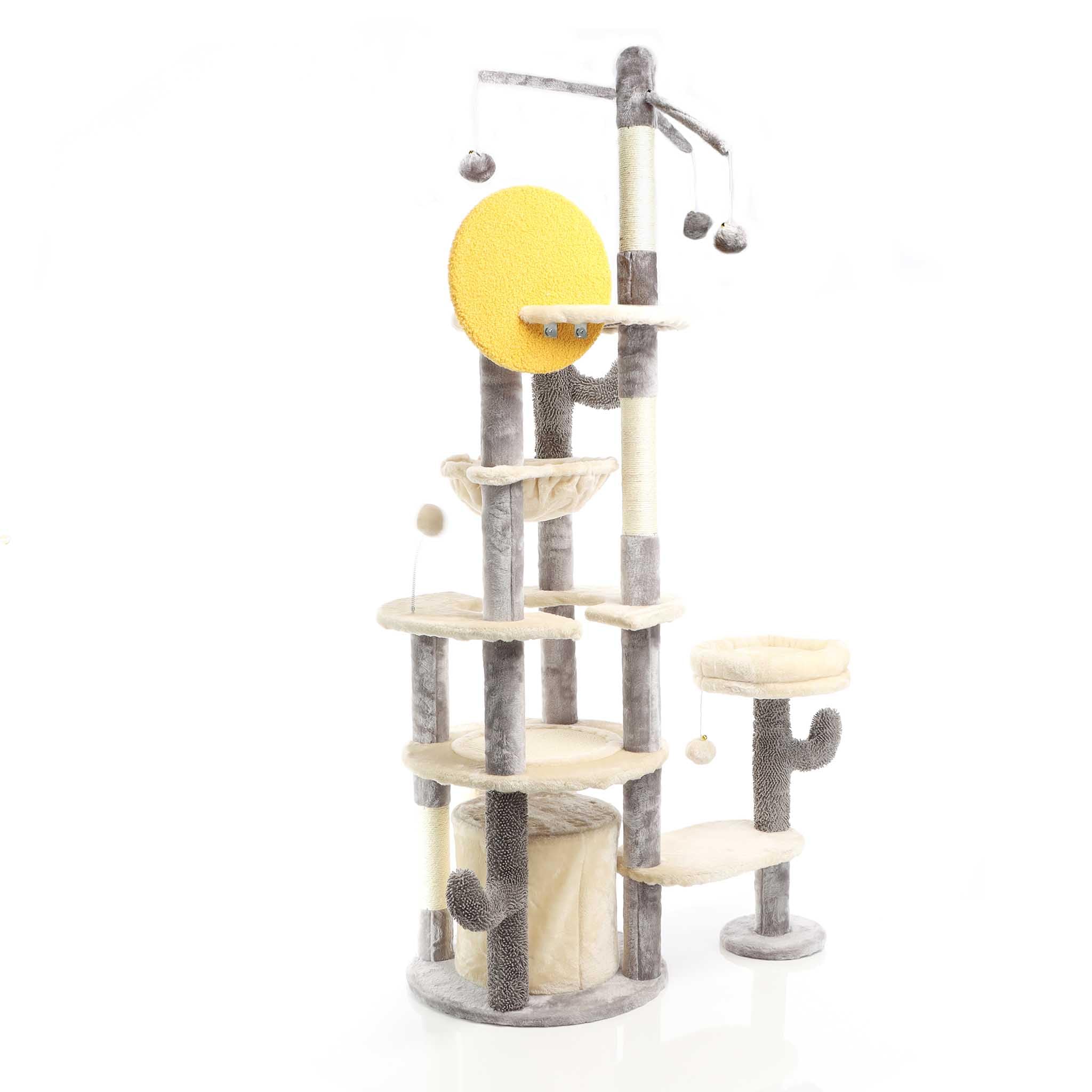Fudajo albero tiragraffi grigio chiaro 172 cm con cuccia