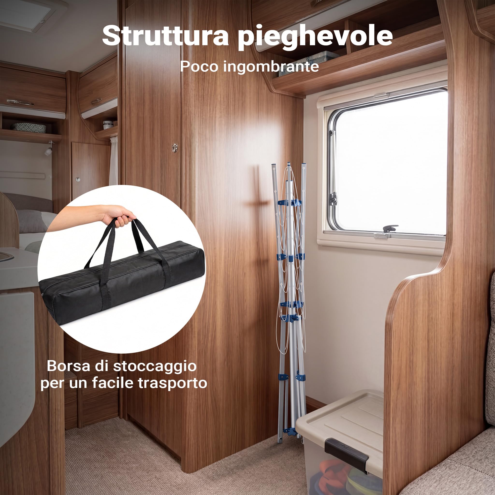 Wiltec Stendibiancheria a Ombrello 16 m alluminio 155 cm
