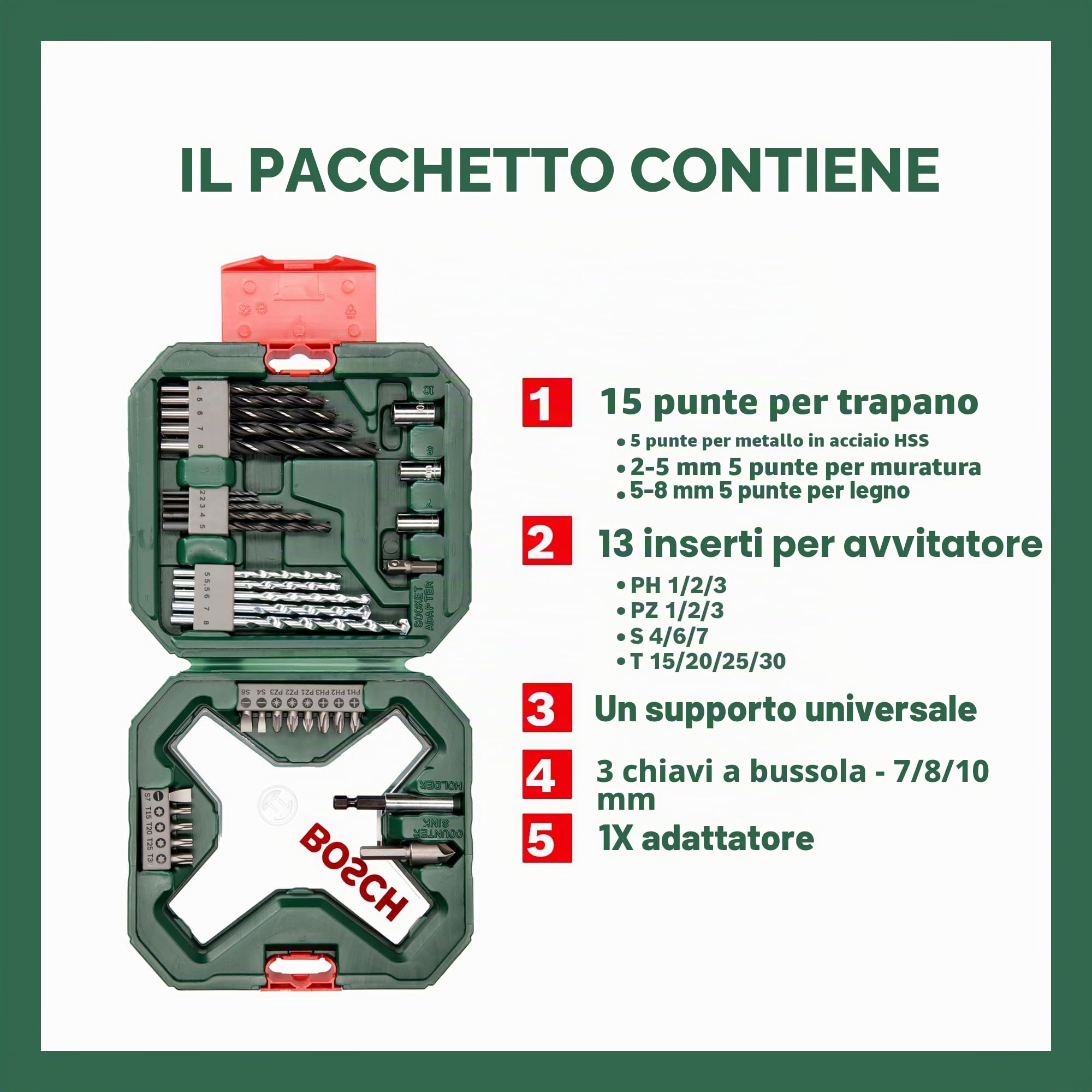 Bosch X-Line 34 pezzi set punte e bit titanio