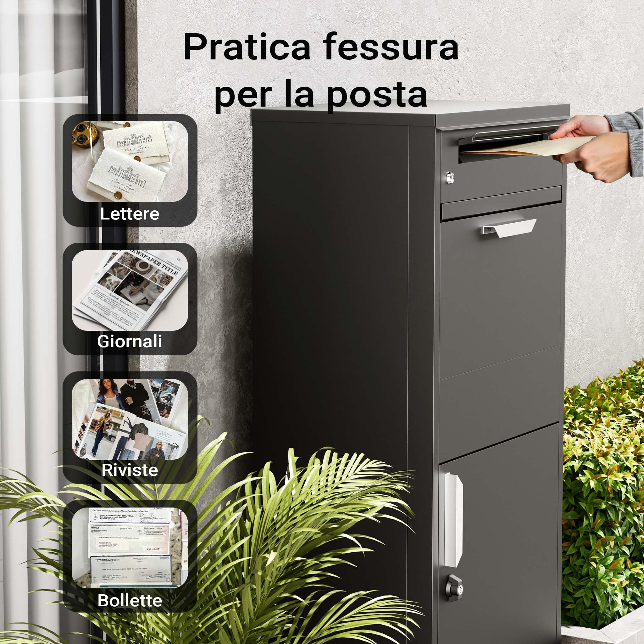 XPOtool Cassetta Postale per Pacchi Nera 112x50x37 cm con Serratura