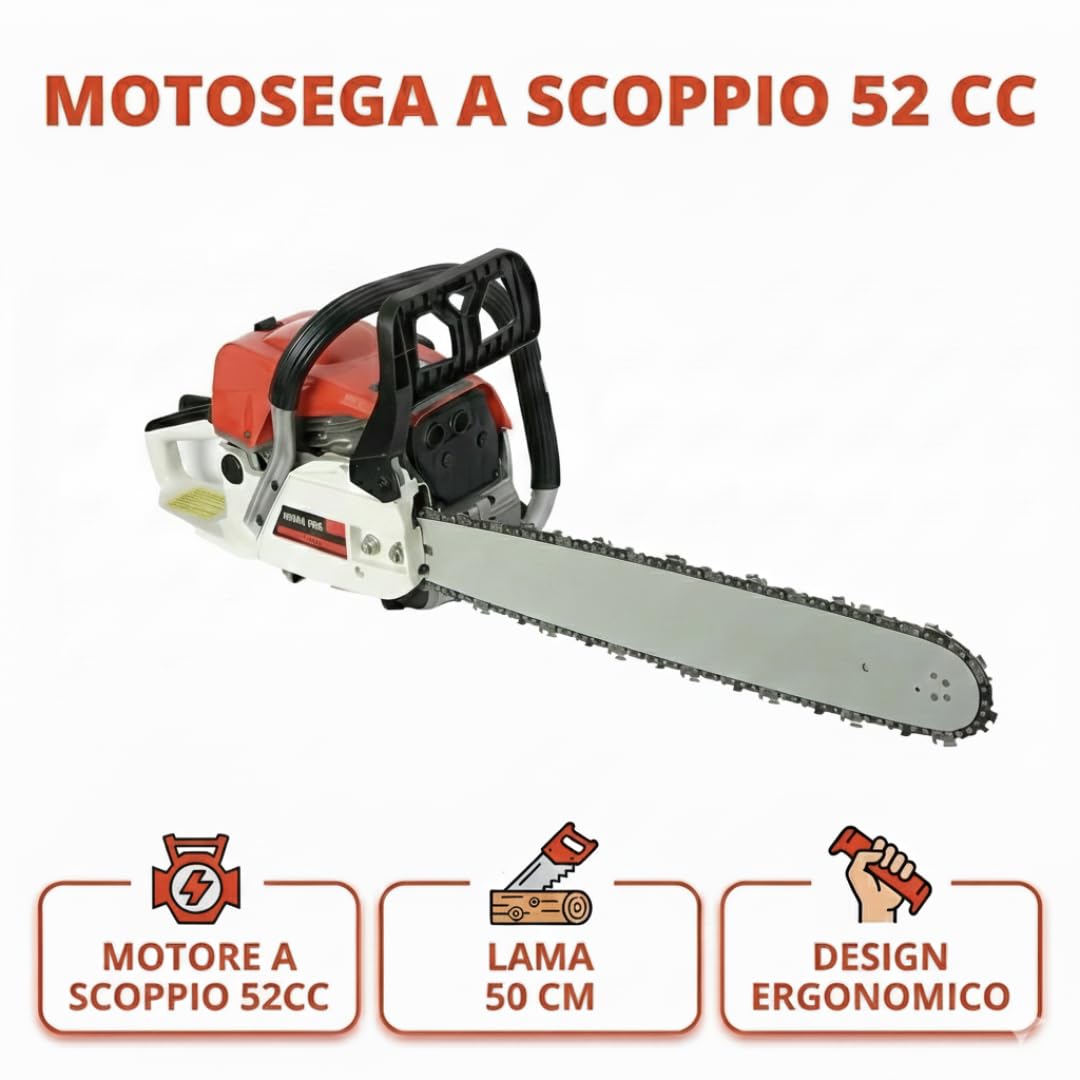 DE ROSA SHOP motosega a scoppio 52cc barra 50cm 2 tempi benzina