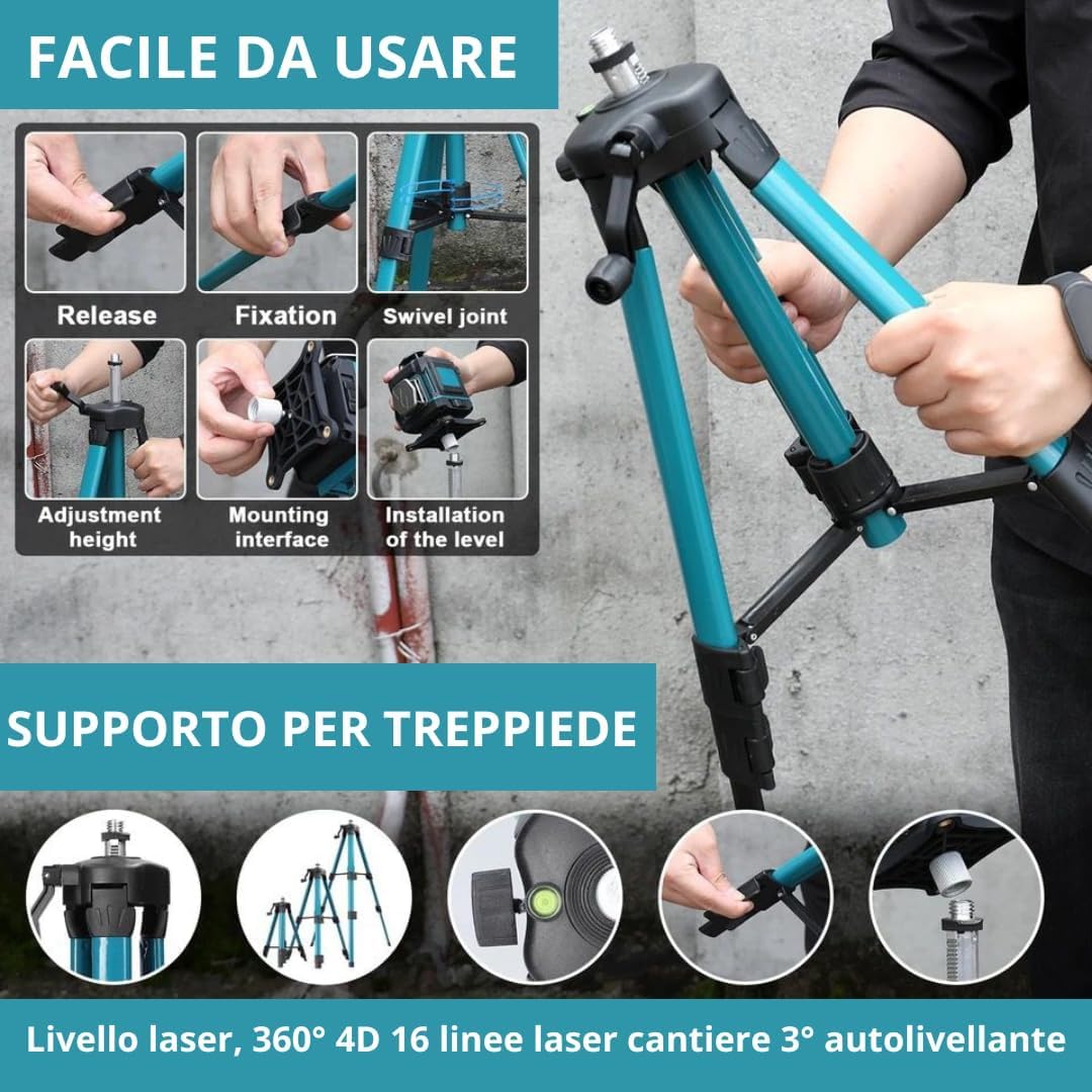 DE ROSA SHOP Livella Laser 4D 16 Linee 360° con Treppiede