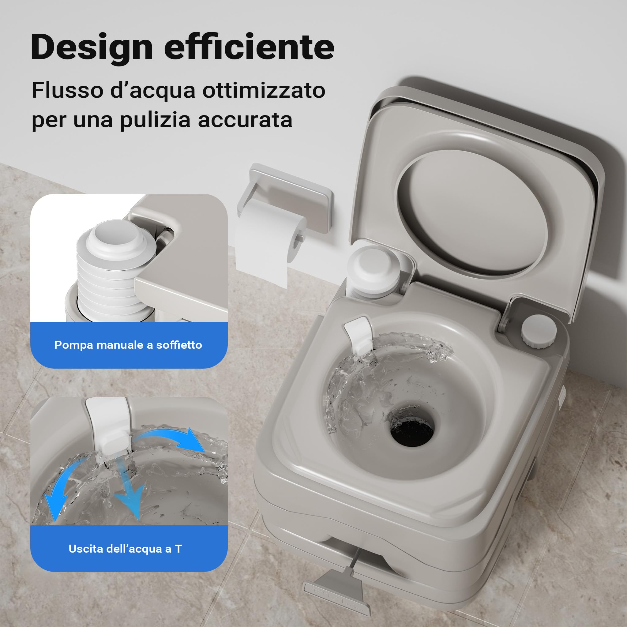 Wiltec WC Portatile 10 L con Pompa Manuale e T Ugello