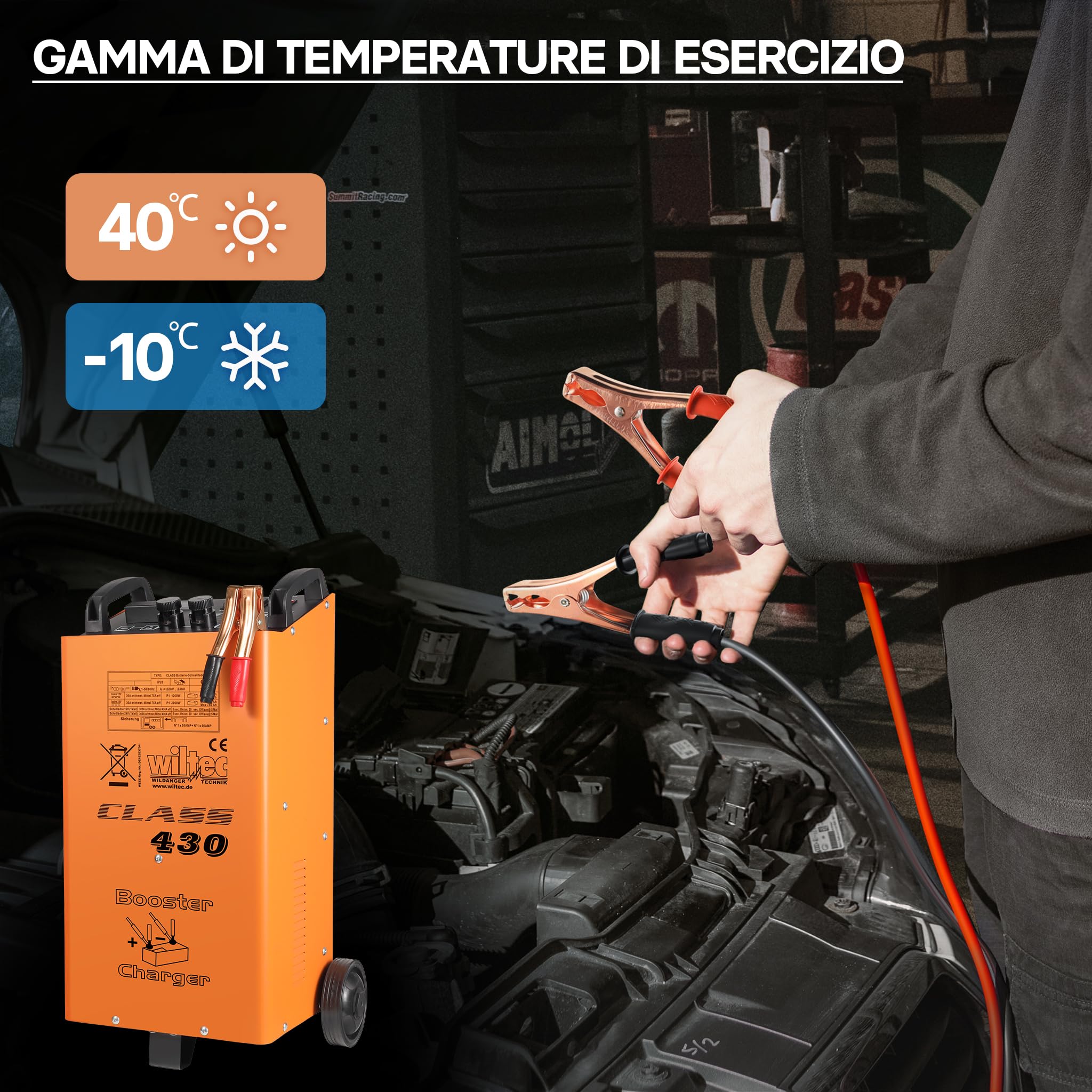 Wiltec Boost 430 Caricabatterie 12V 24V Piombo Acido AGM