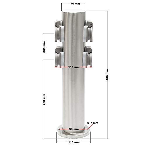 Wiltec Colonna multipresa giardino 4 prese acciaio IP44