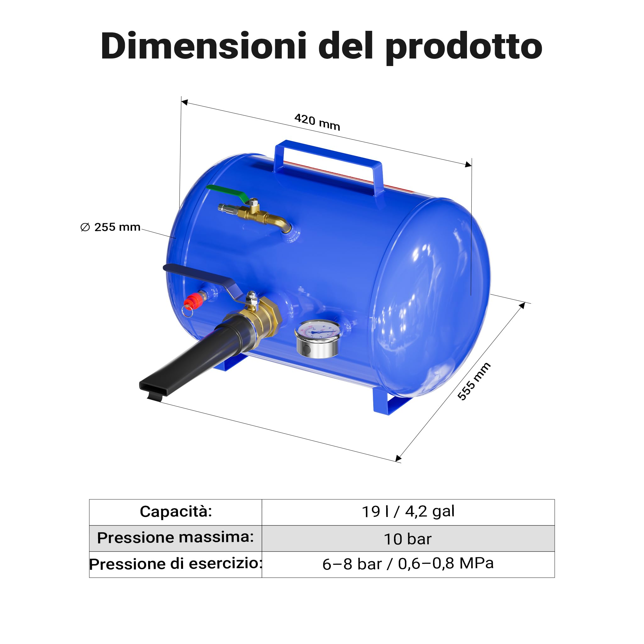 Wiltec Booster pneumatici 19L tallonatore max 10 bar