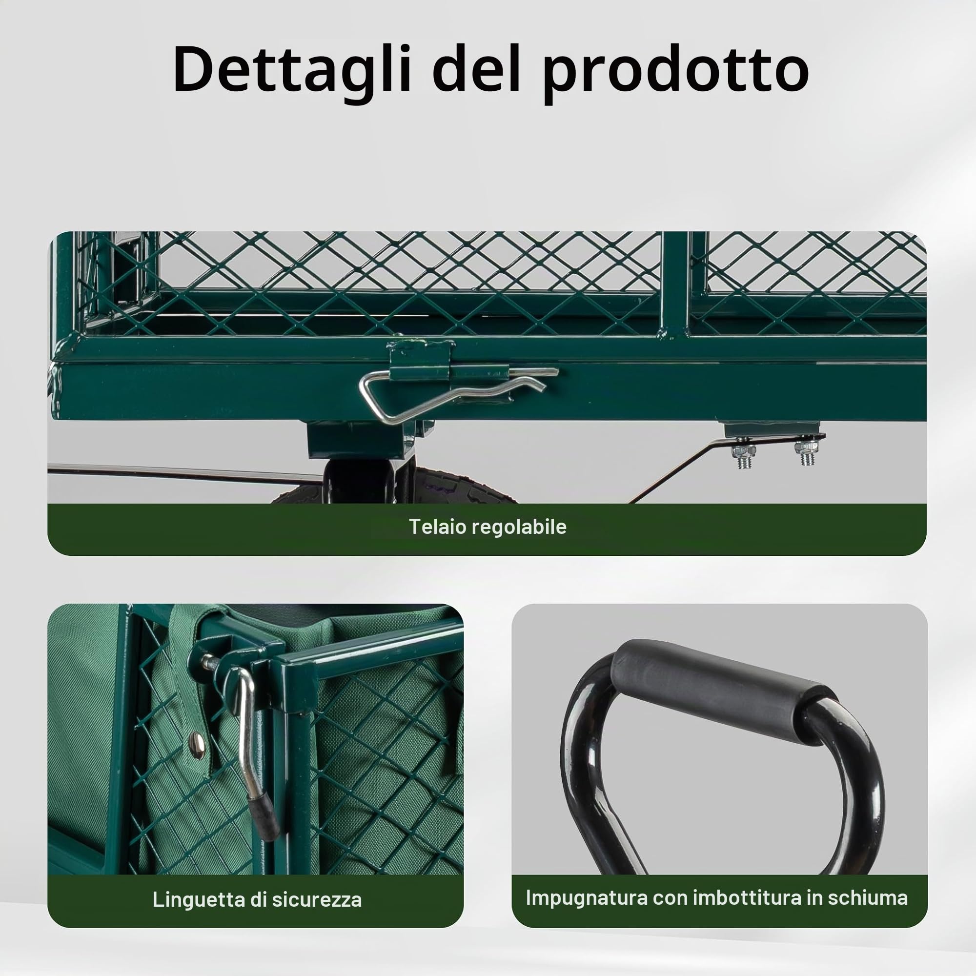Wiltec Carrello trasporto da giardino 300 kg con telone