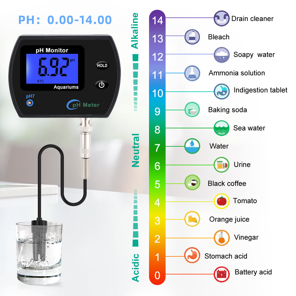 Tilswall pH metro digitale ATC 0-14 acquario piscina preciso