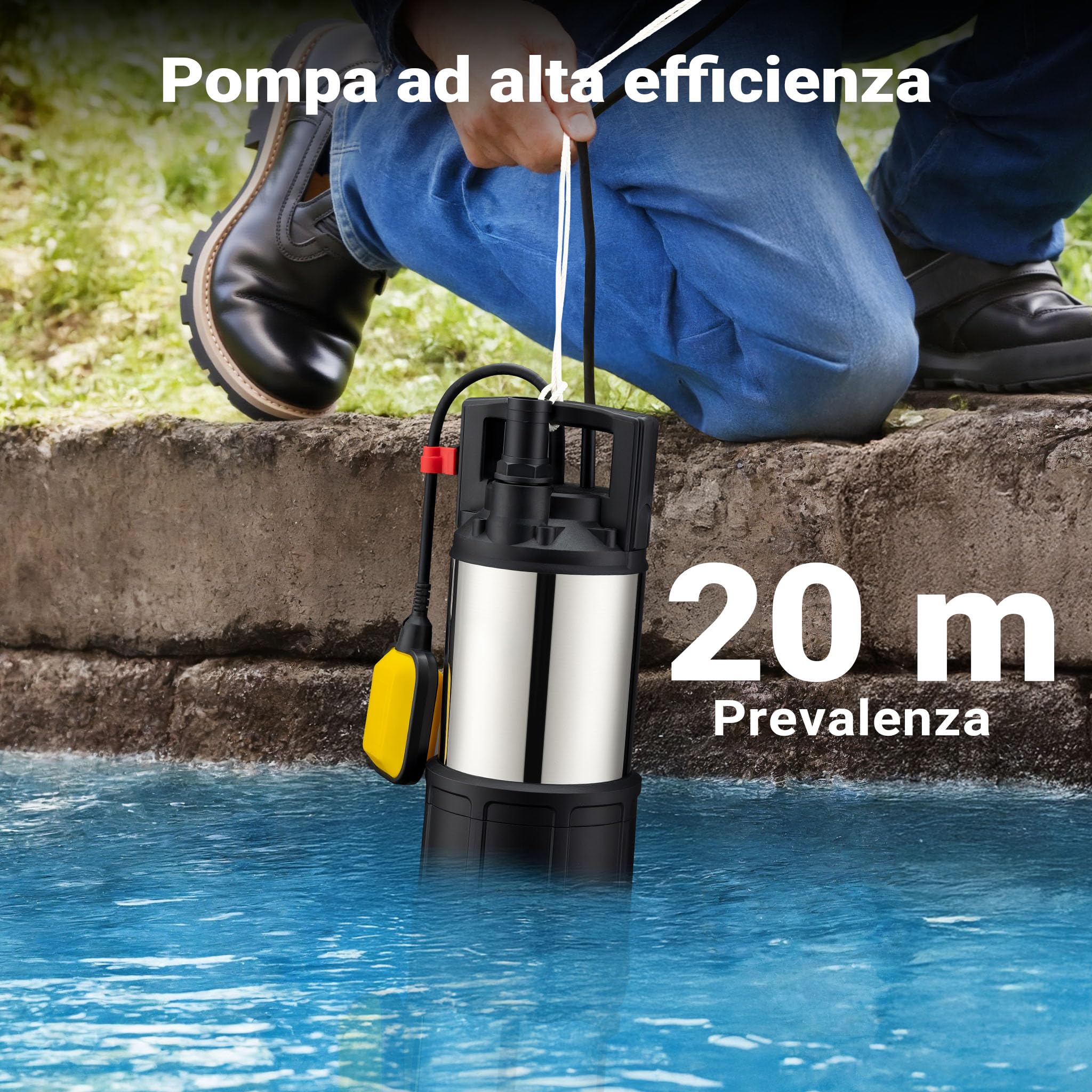 Wiltec Pompa sommersa inox 1000 W 30 m 5500 l/h