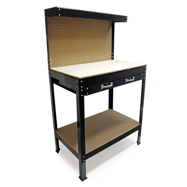 Wiltec Banco da Lavoro 1200x550x1500mm con Pannello e Cassetto
