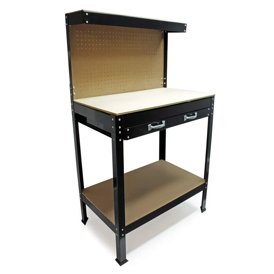 Wiltec Banco da Lavoro 1200x550x1500mm con Pannello e Cassetto