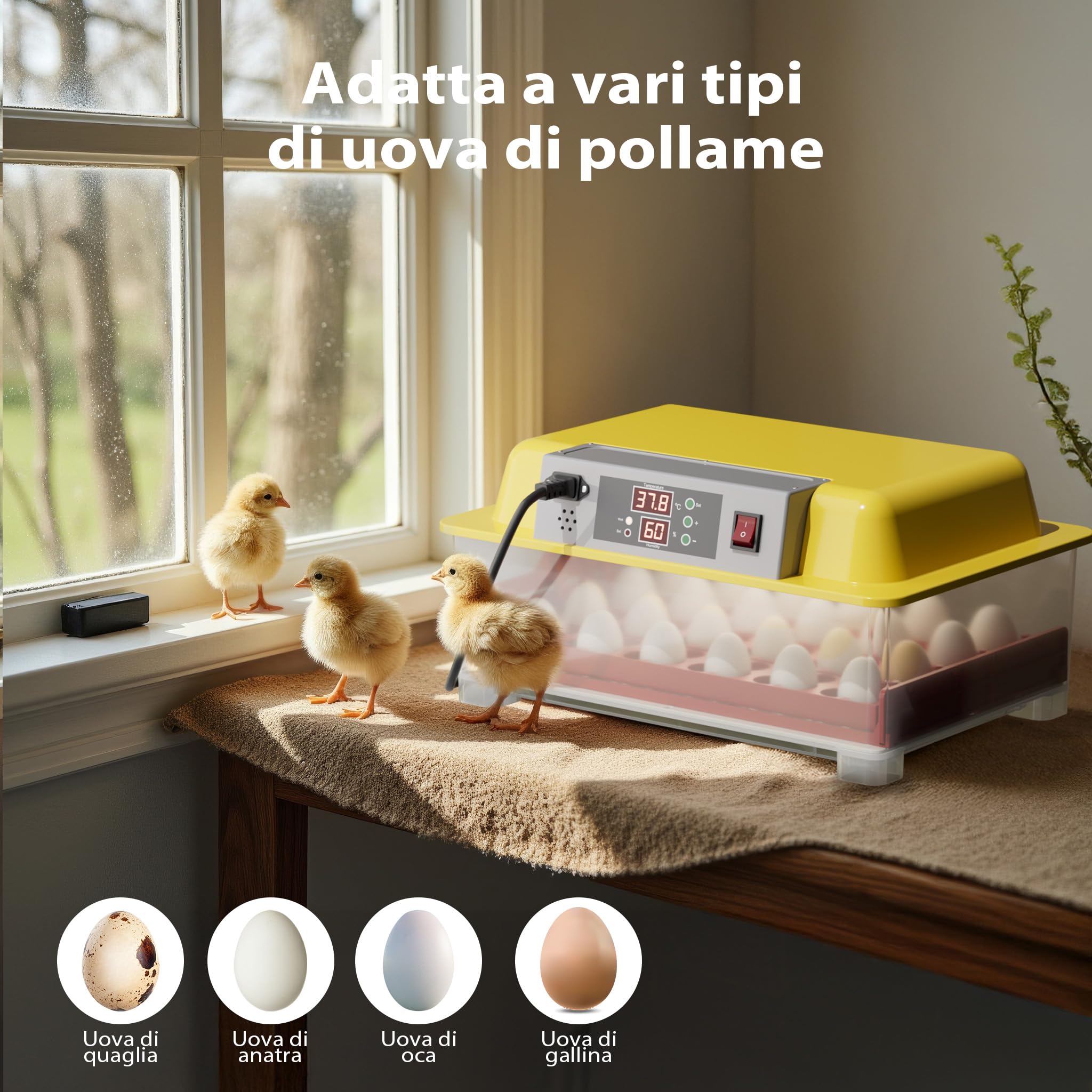 Wiltec Incubatrice Automatica 24 Uova con Controllo Umidità