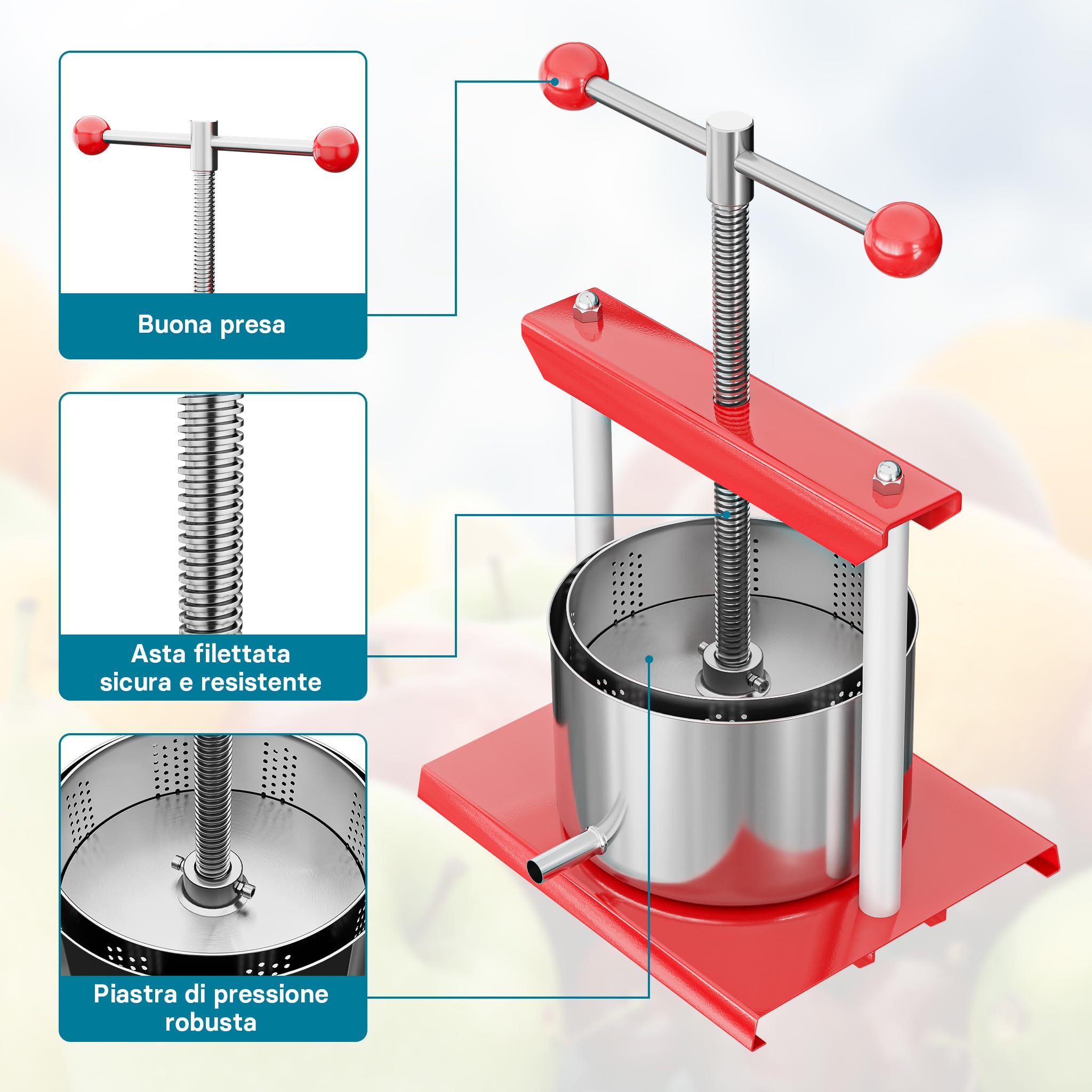 Wiltec Torchietto pressa frutta acciaio inox 6 litri