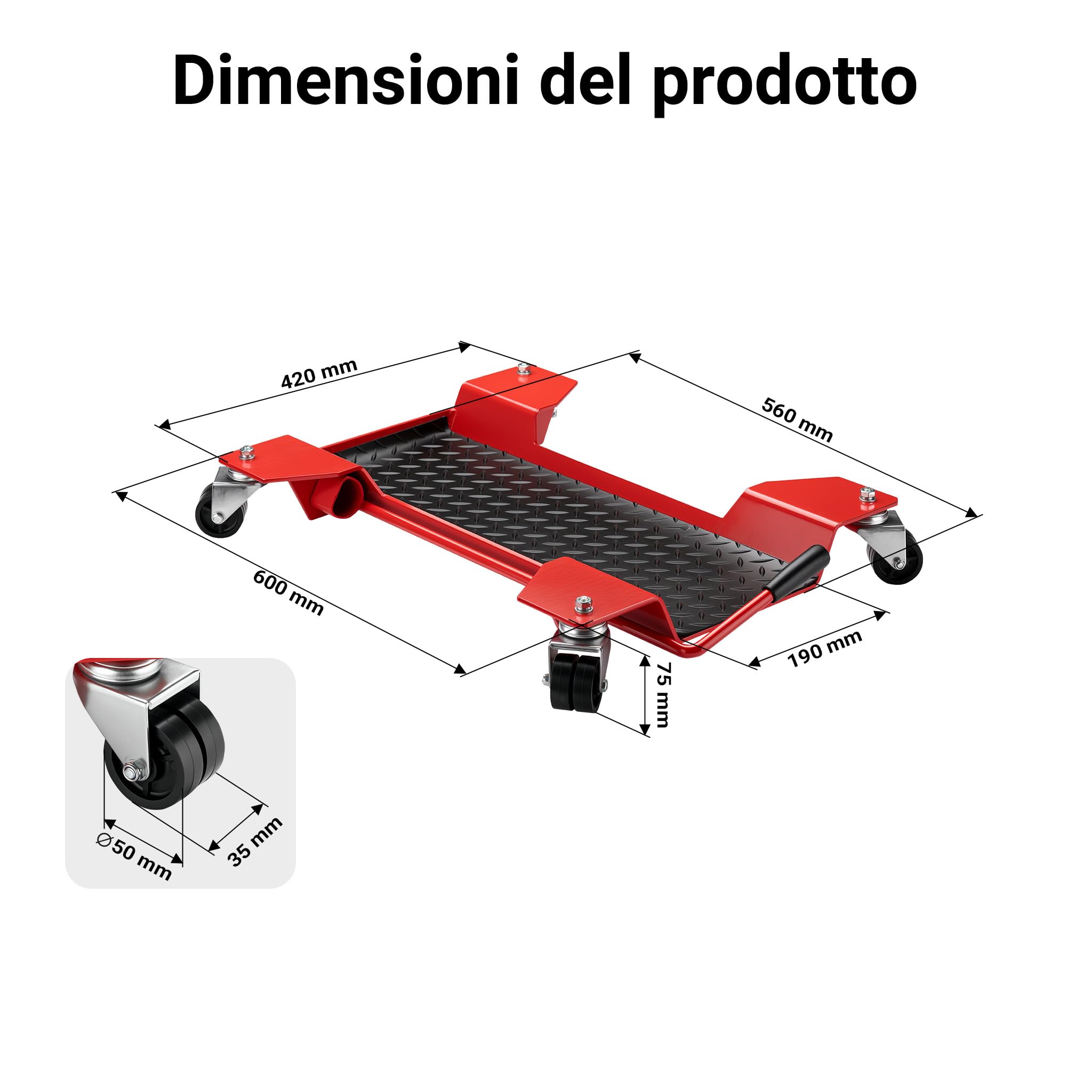 Wiltec Carrello Sposta Moto 60x42 cm 250 kg Corto