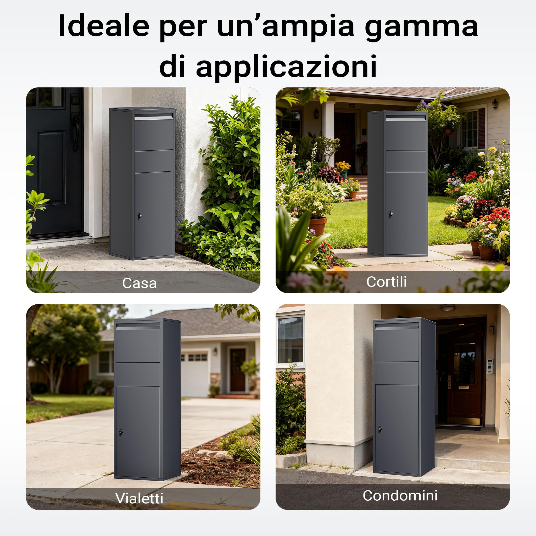 Wiltec Cassetta Postale per Pacchi Antracite 46x45x140 cm