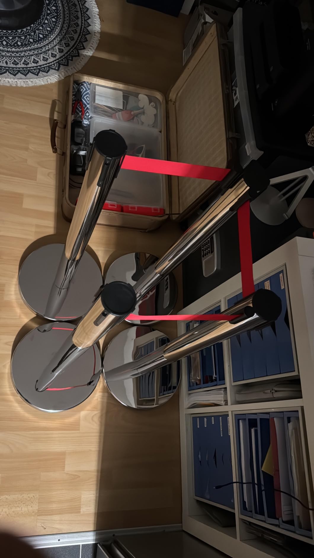 Wiltec Colonnine Tendinastro Inox Nastro Rosso 2 Pezzi Argento