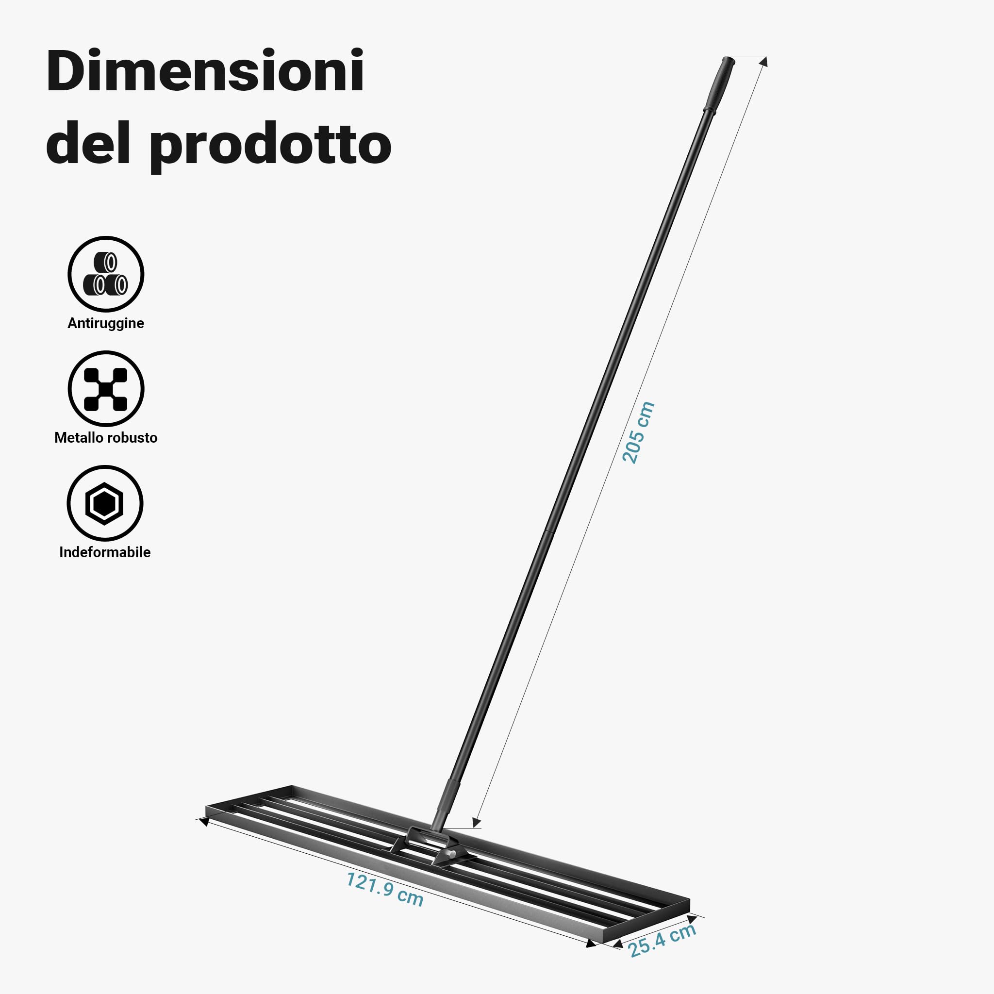 Wiltec Rastrello livellatore alluminio 121,9x25,4 cm prato