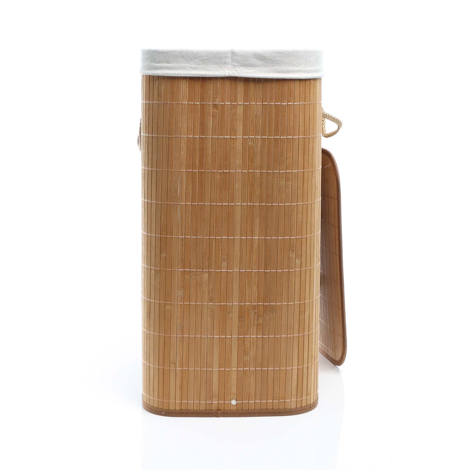 Wiltec Cesto Portabiancheria Bambù 72 L Natur Rettangolare