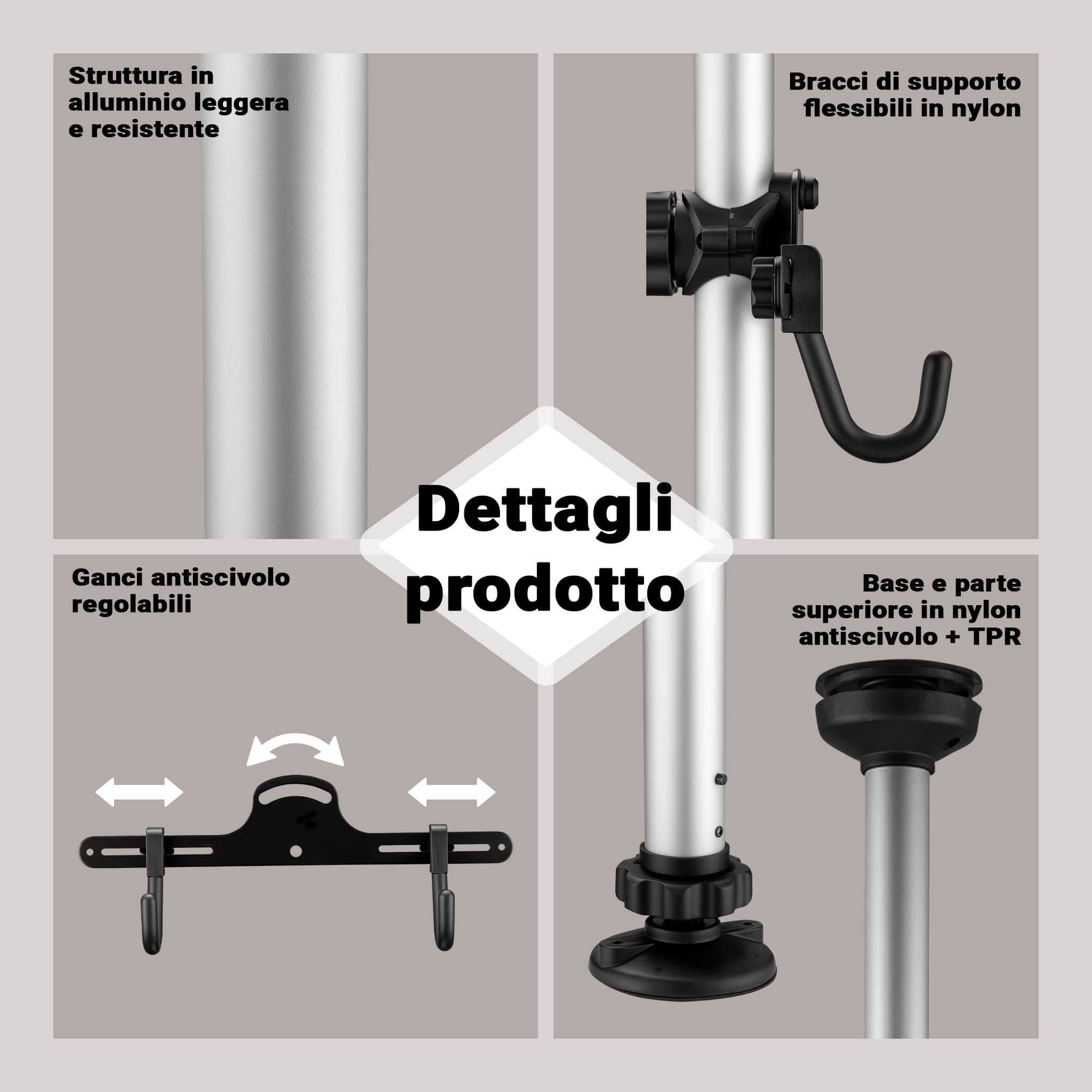 Wiltec Portabici Terra Telescopico 160-340 cm per 2 Bici