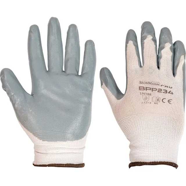 Bormann Guanti Nylon Nitrile 9/L Antiscivolo