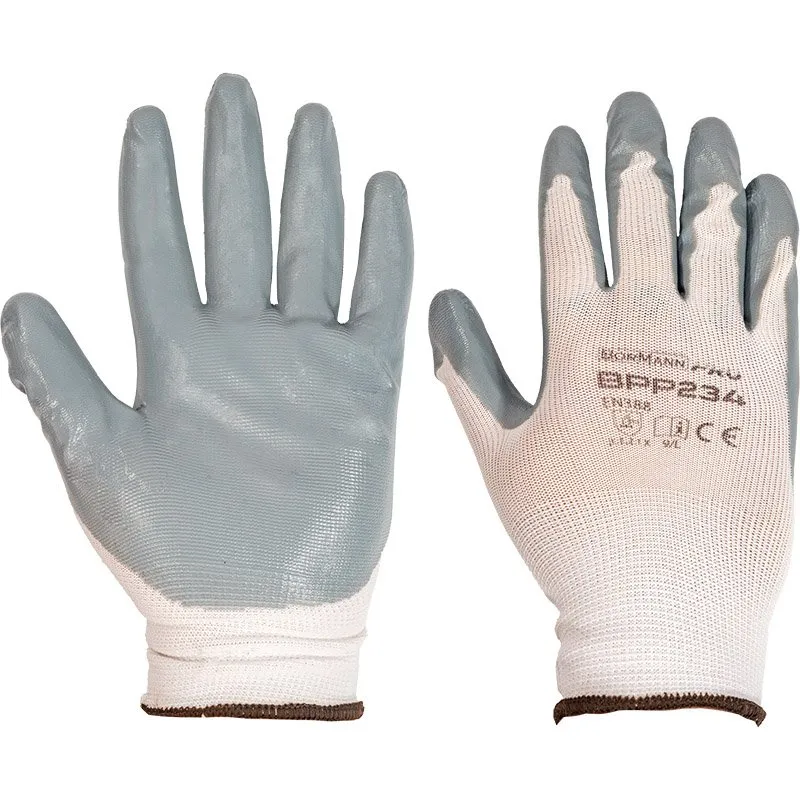 Bormann Guanti Nylon Nitrile 9/L Antiscivolo