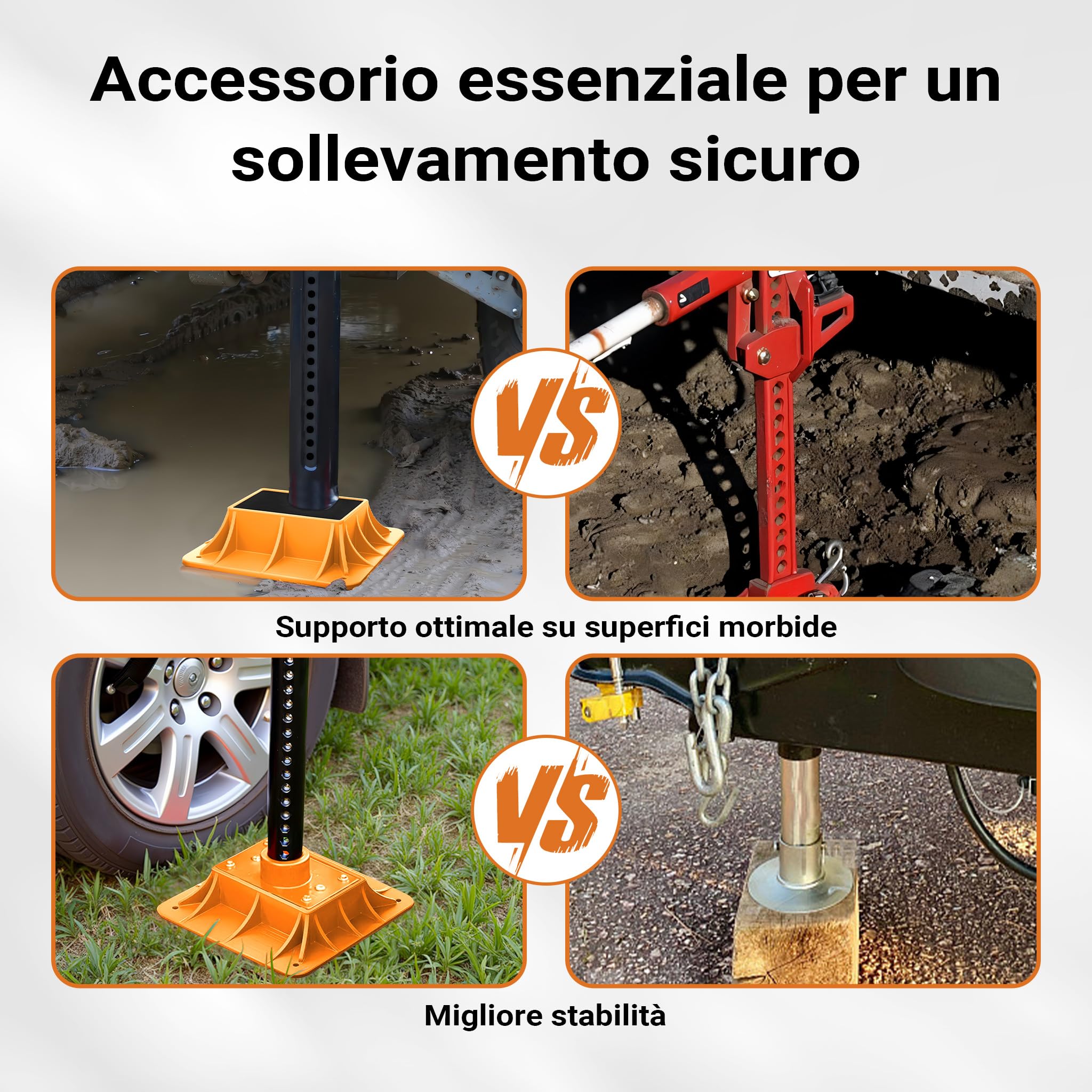 Wiltec 290x290 mm piastra appoggio binda arancione fuoristrada