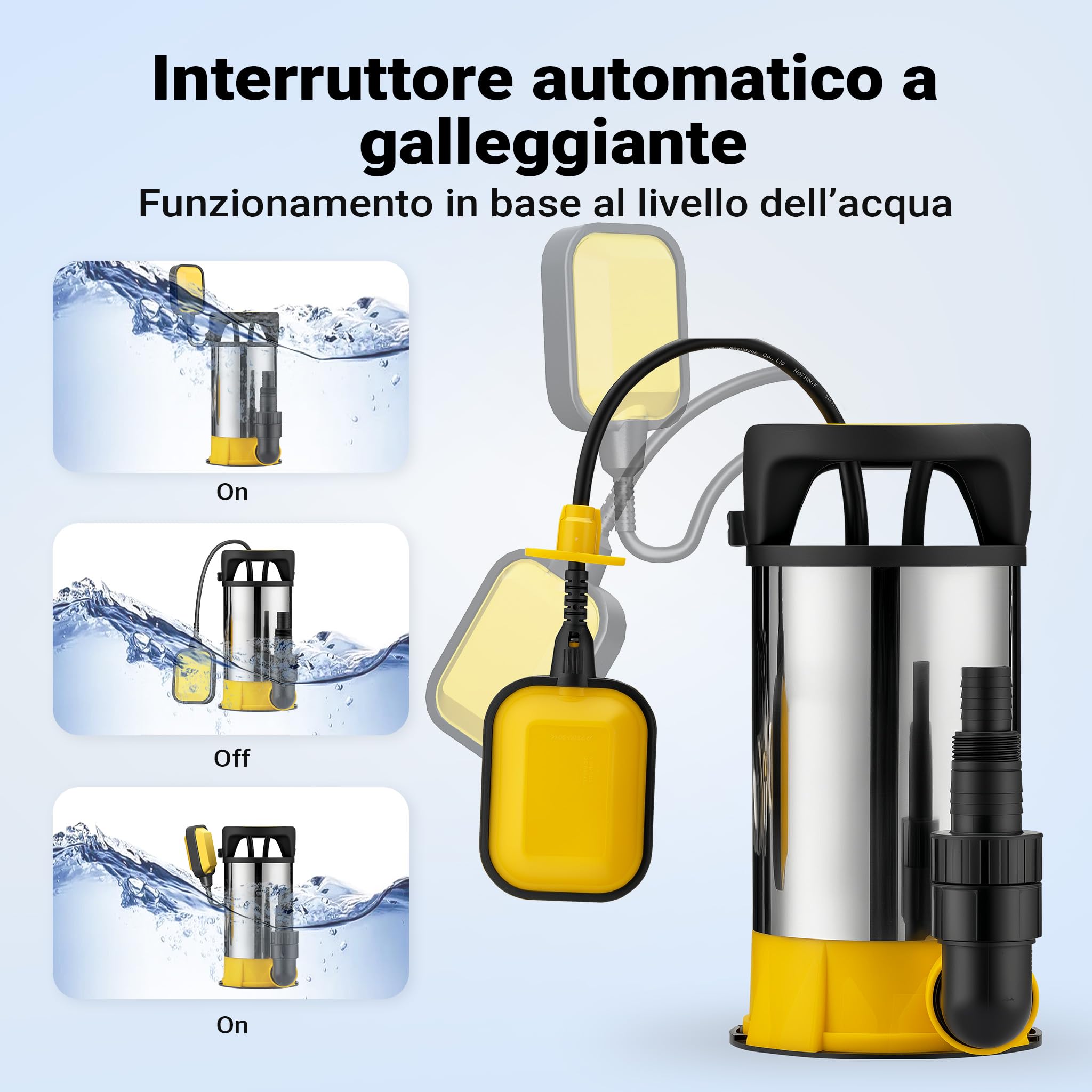 Wiltec Pompa Sommersa 400W 8000 l/h Aspirazione 1 mm