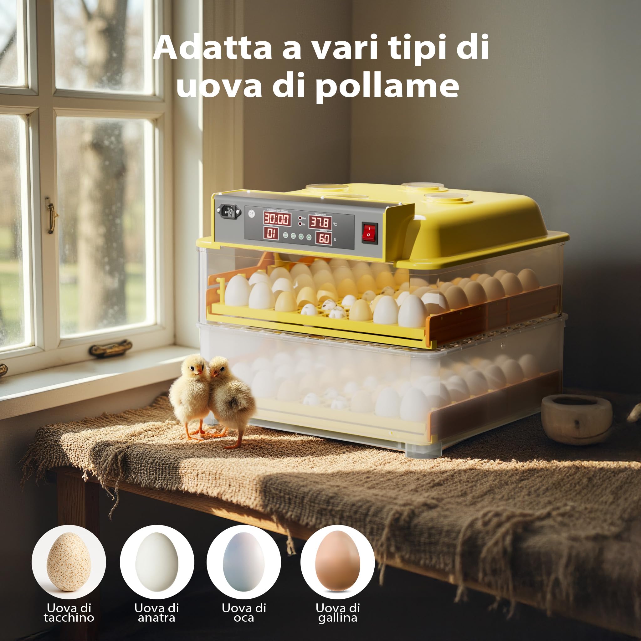 Wiltec Incubatrice automatica 112 uova con rotazione