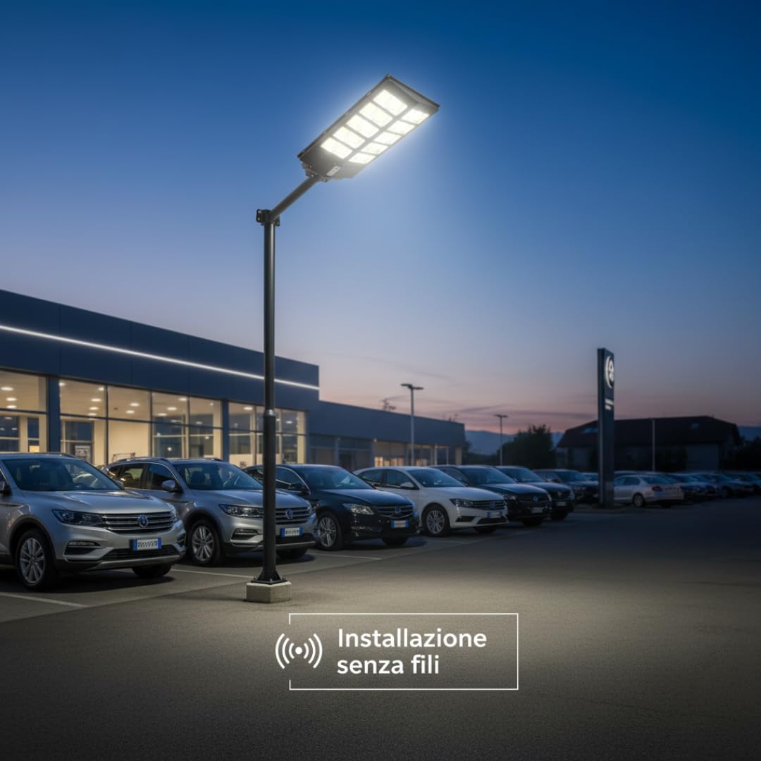 De Rosa Shop lampione solare LED 1200W con telecomando IP65