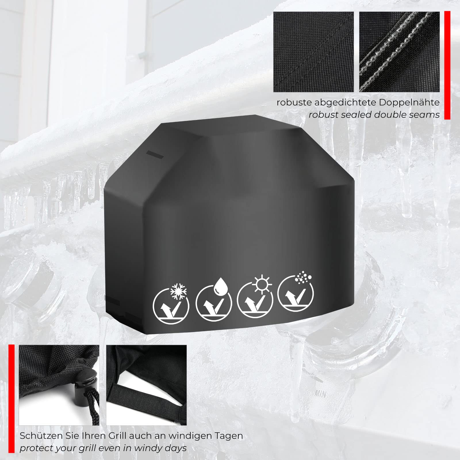 Wiltec Toboli telo copri barbecue 132x66x109 cm PVC nero