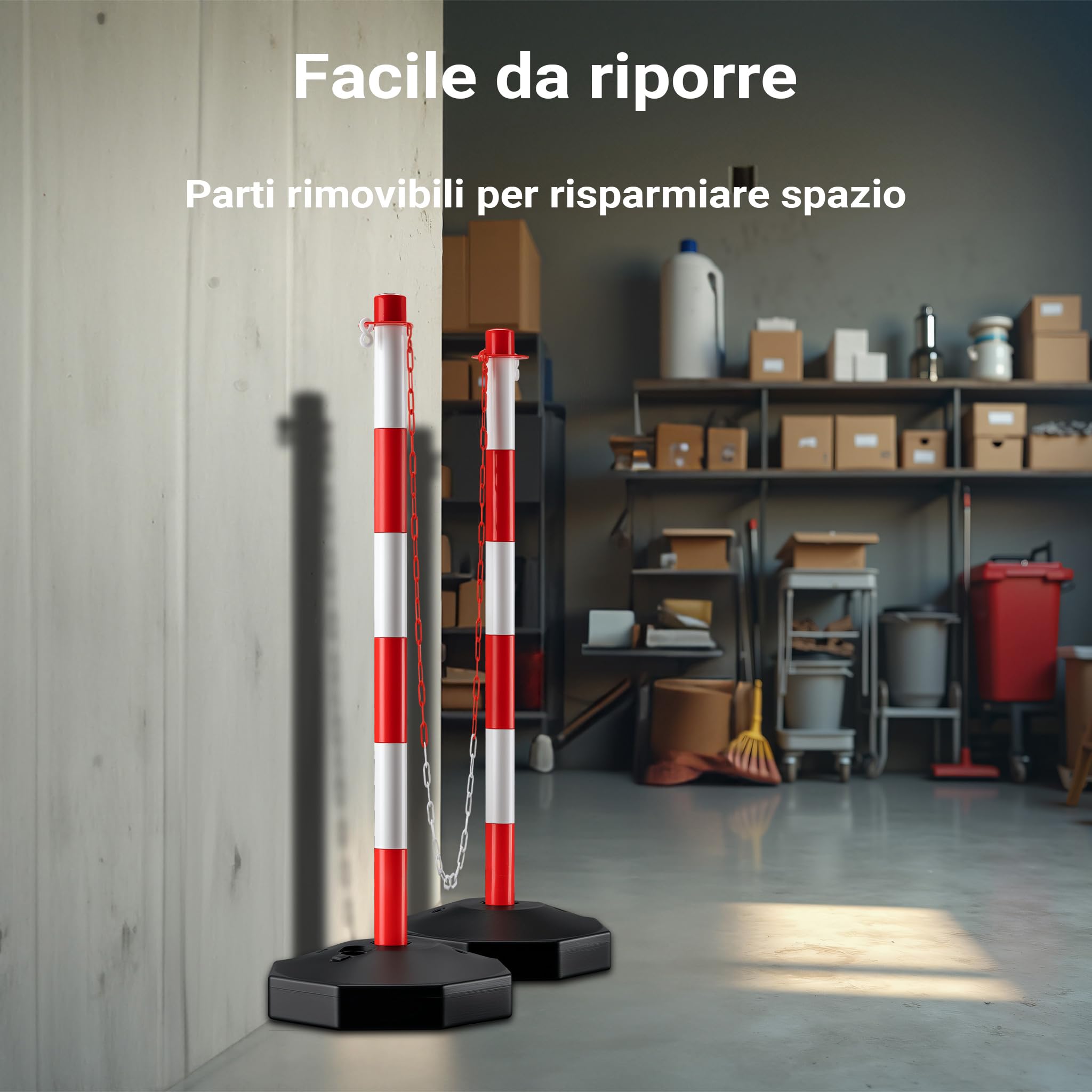 Wiltec Paletto con Catena Ø 28x80 cm Bianco Rosso