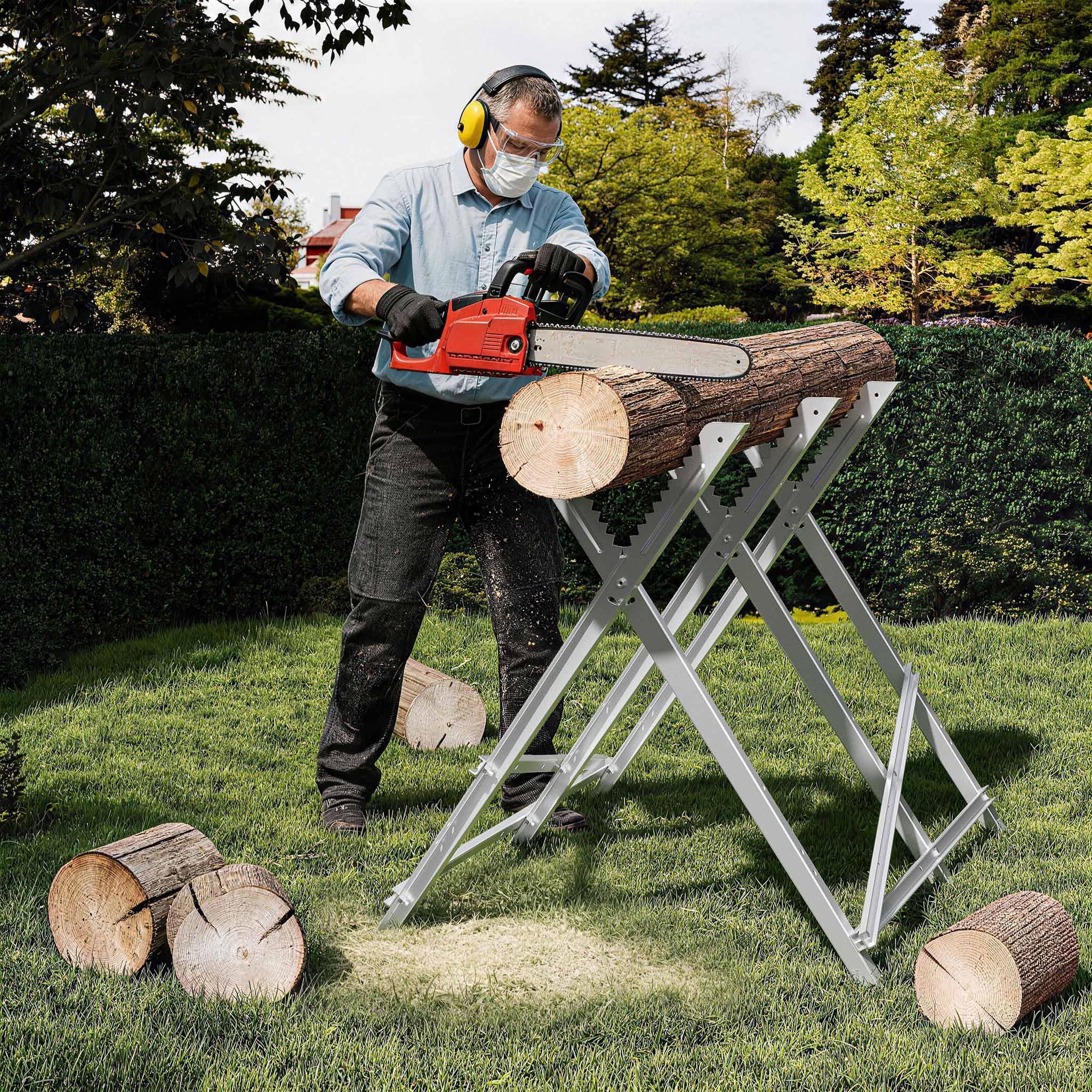 Wiltec Cavalletto Taglialegna Pieghevole 100 Kg Acciaio