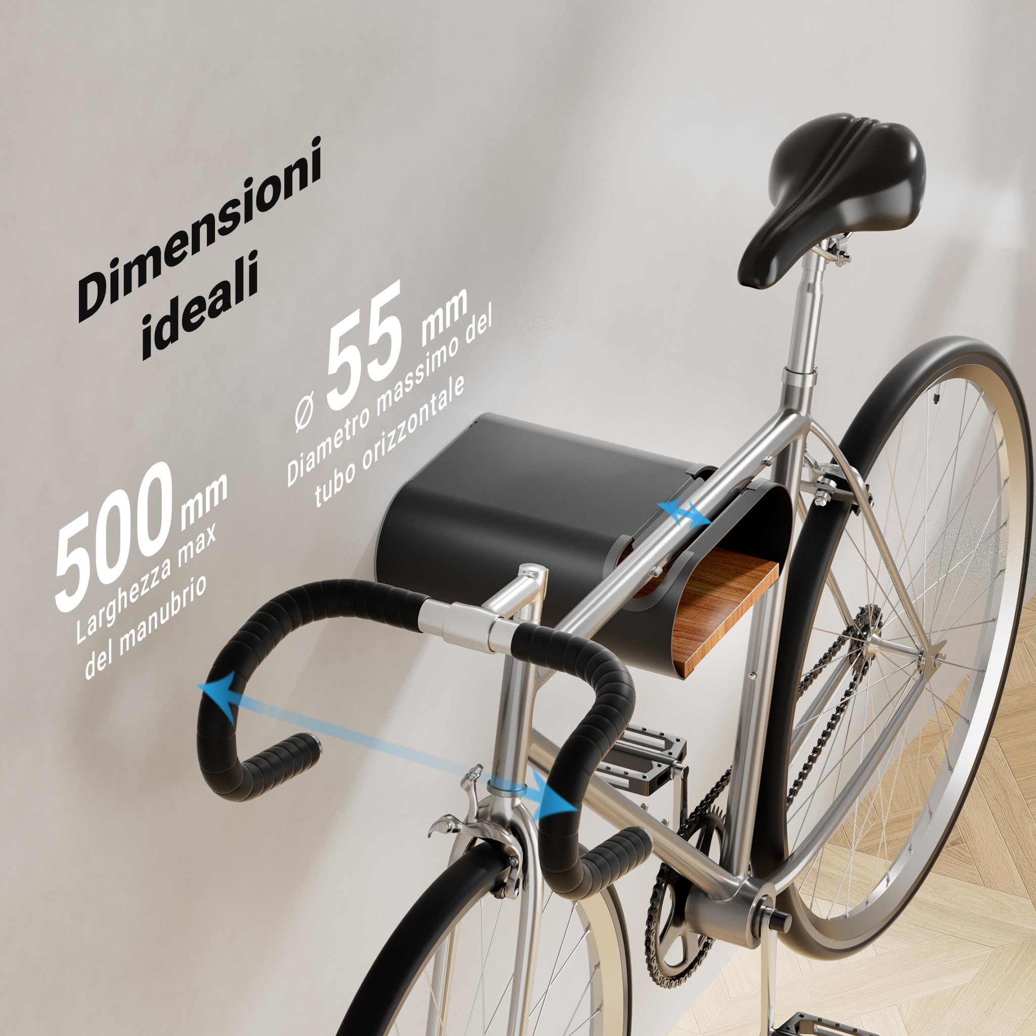 Wiltec Supporto Parete Bicicletta Nero 25kg Universale