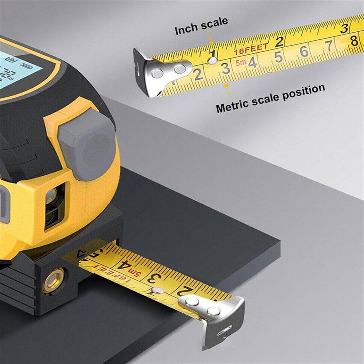 Tilswall Telemetro Laser 3-in-1 60m Metro Nastro 5m Giallo