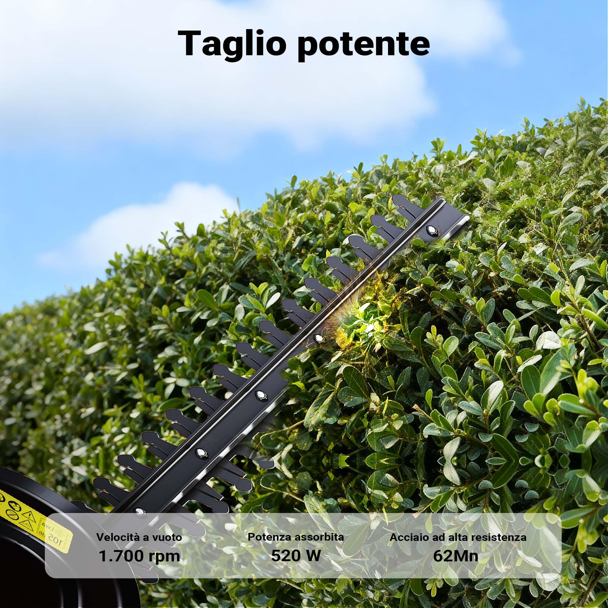 Wiltec Tagliasiepi Elettrico 520W Lama 450 mm 16 mm