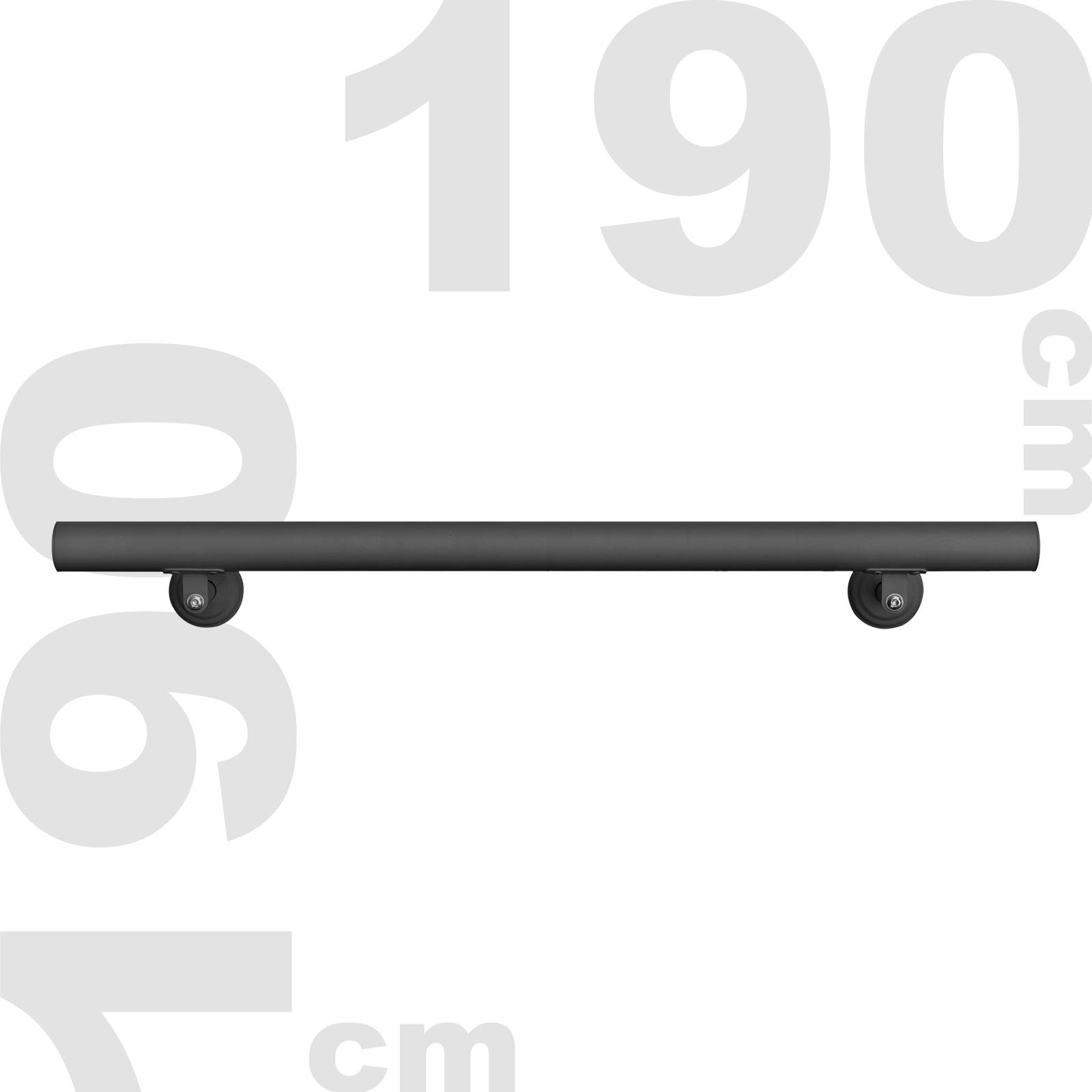 Wiltec Corrimano Scale 190 cm Acciaio Inox Nero