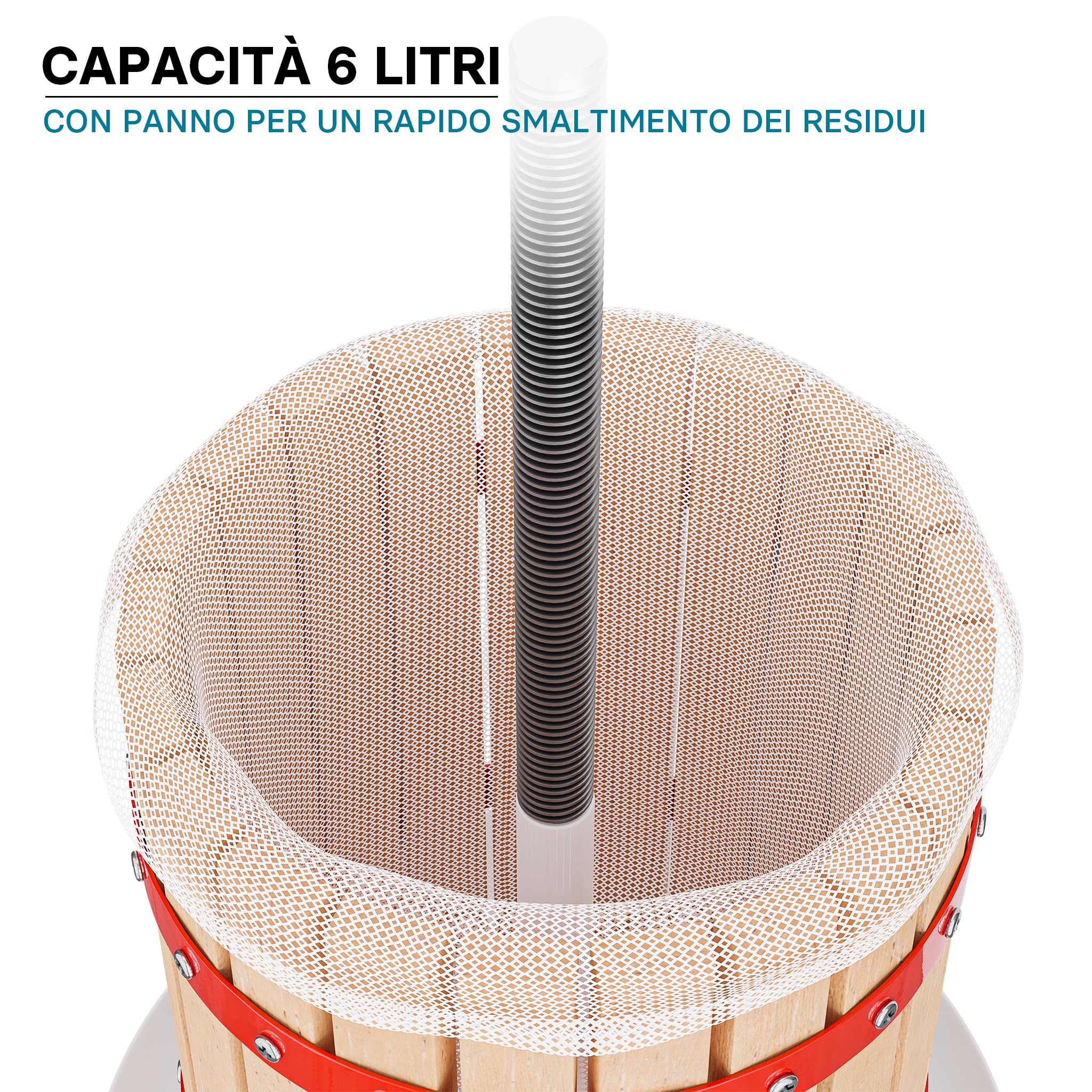Wiltec torchio frutta manuale 6 l con panno gabbia legno faggio