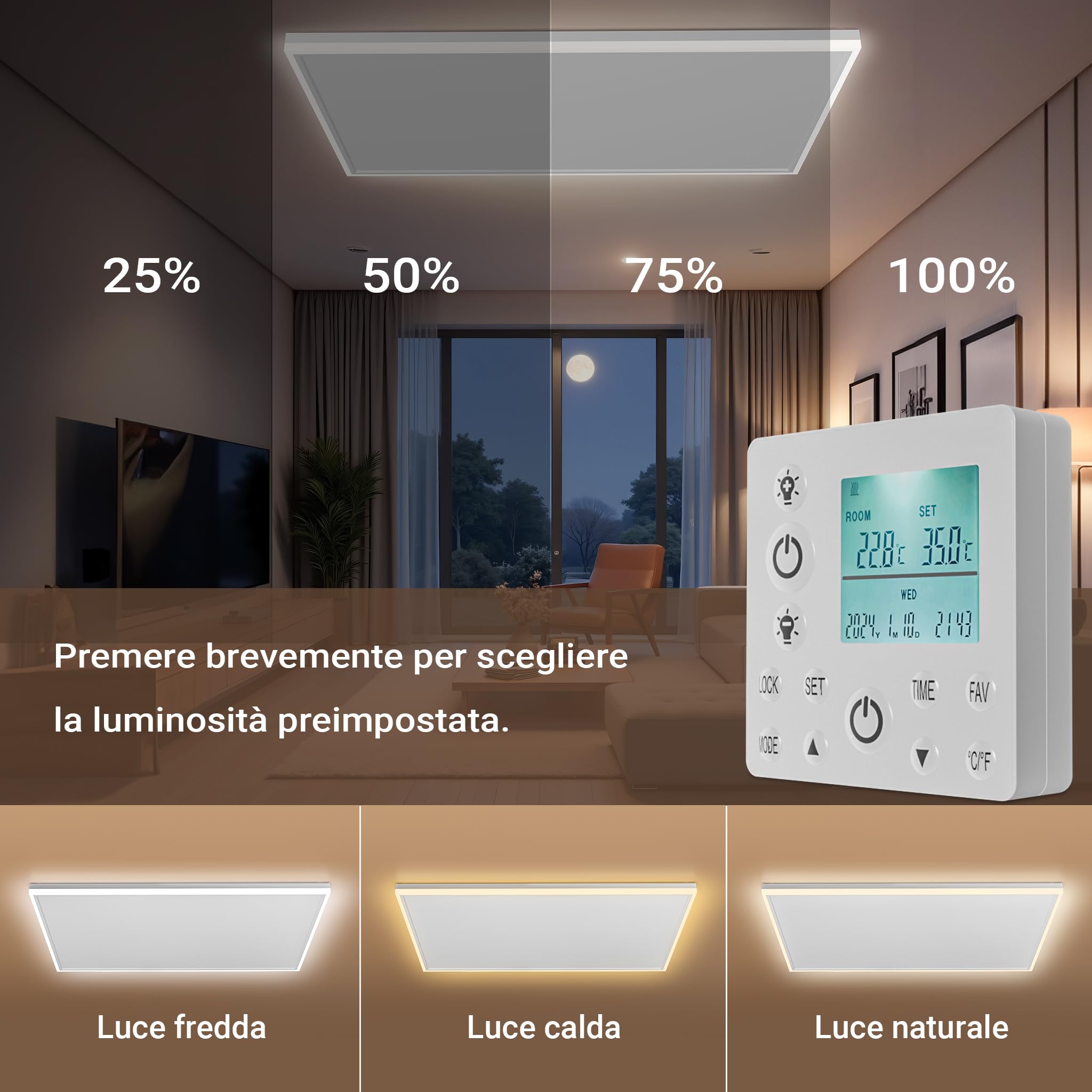 Wiltec Pannello Riscaldante Soffitto Infrarossi 370W 370 Watt LED