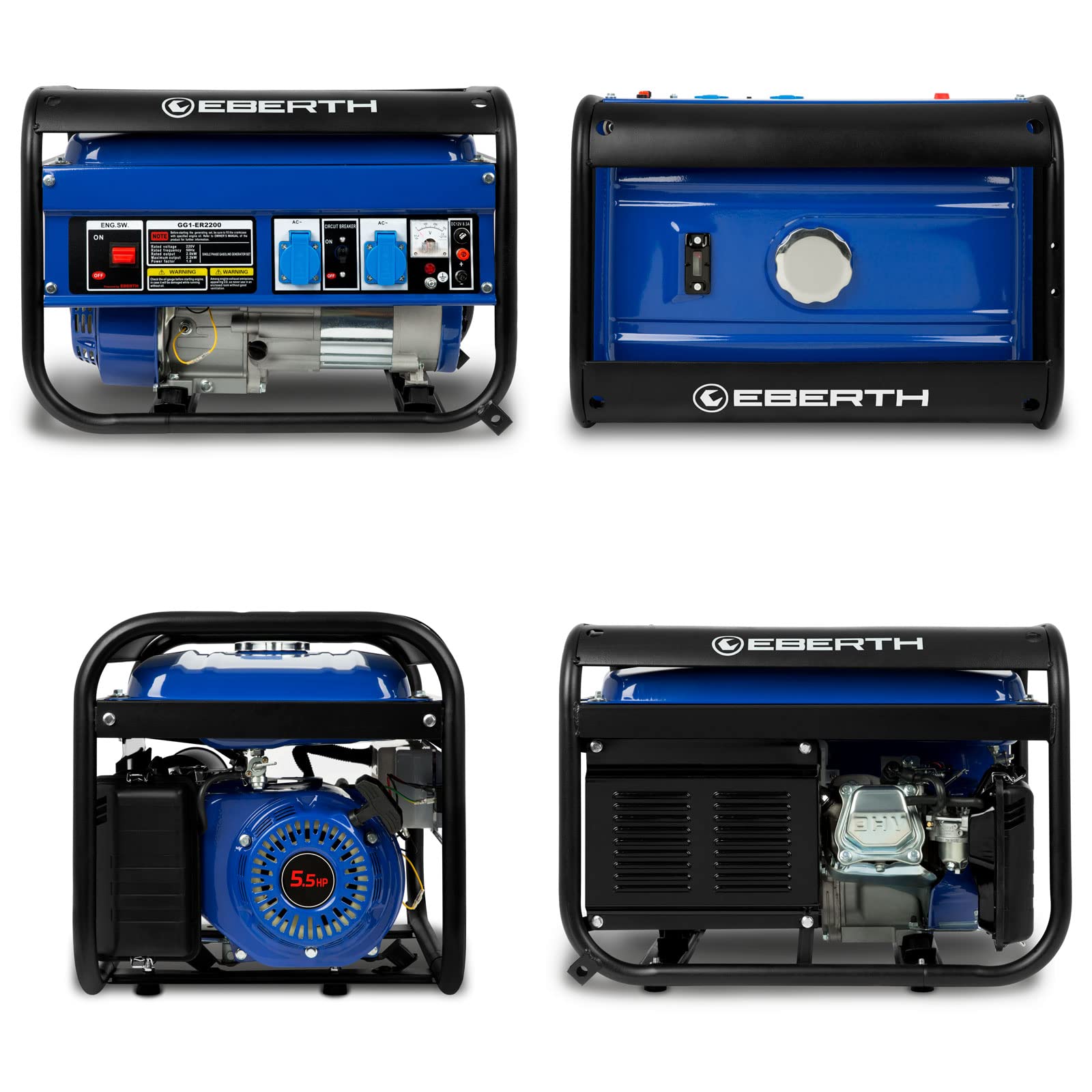 EBERTH Generatore Corrente 2200W Benzina AVR 15L