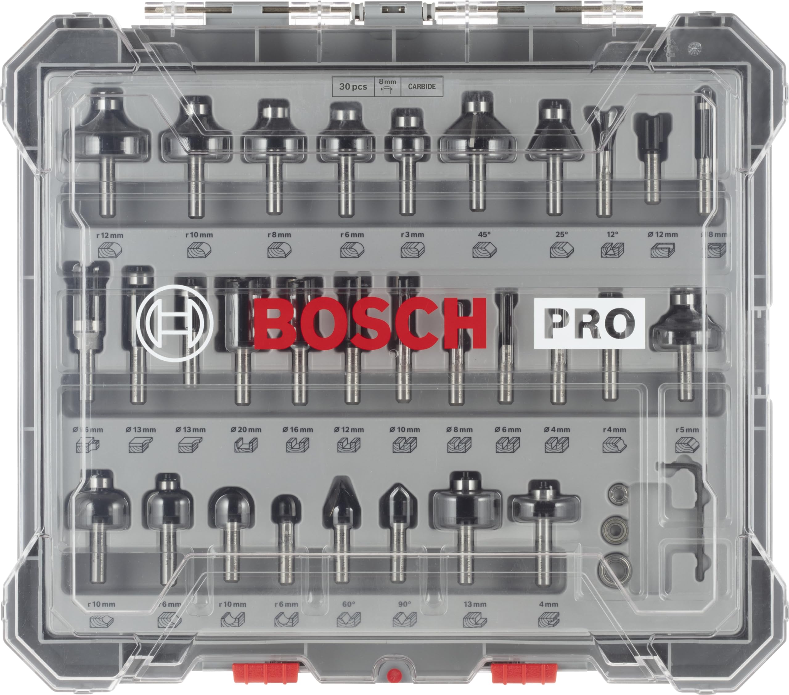 Bosch Set 30 Frese per Legno Codolo 8 mm Misto PRO