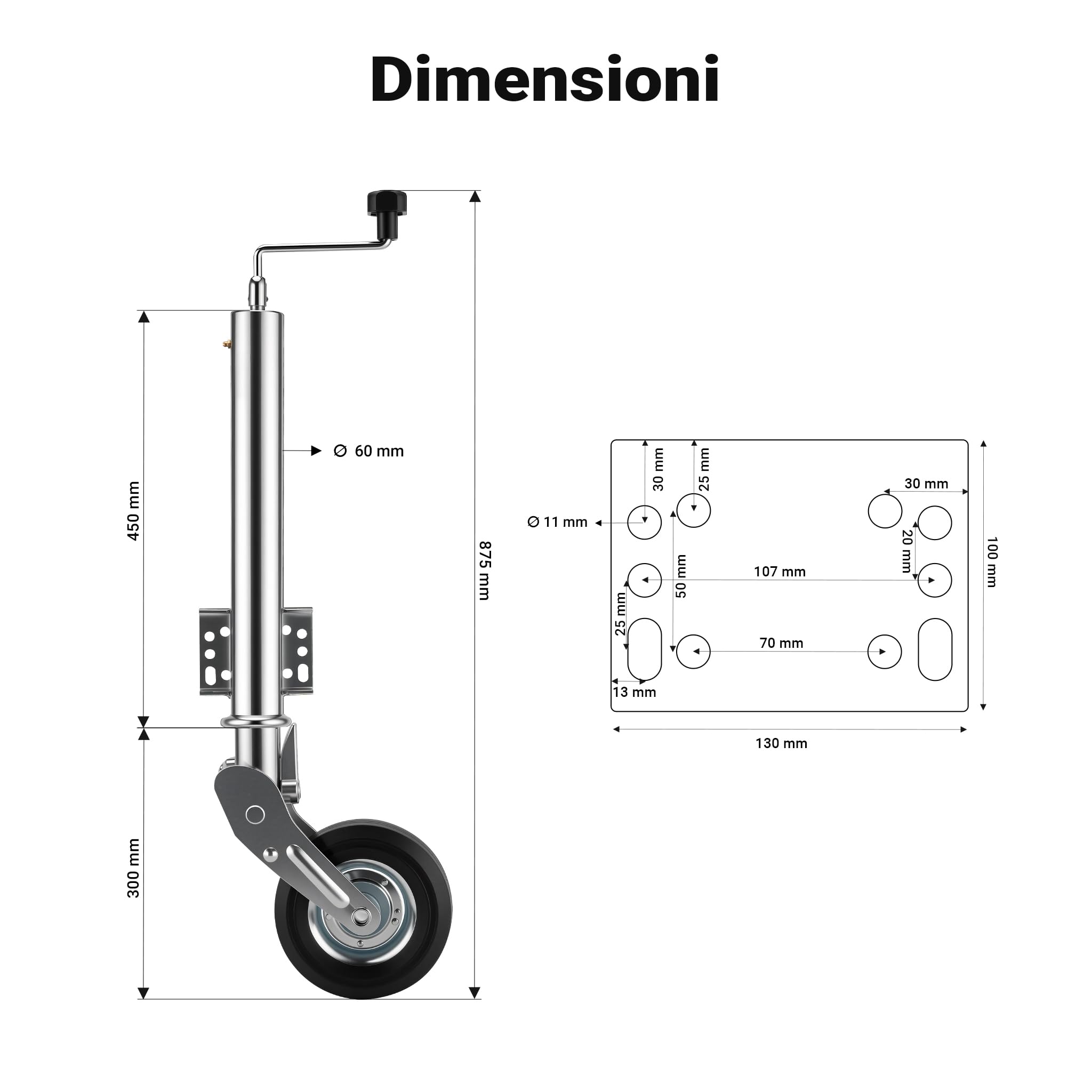 Wiltec 30117 Servotimone Ruotino Rimorchio 453kg Automatico