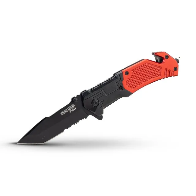 Bormann coltello pieghevole Tanto 200mm lama nera manico rosso
