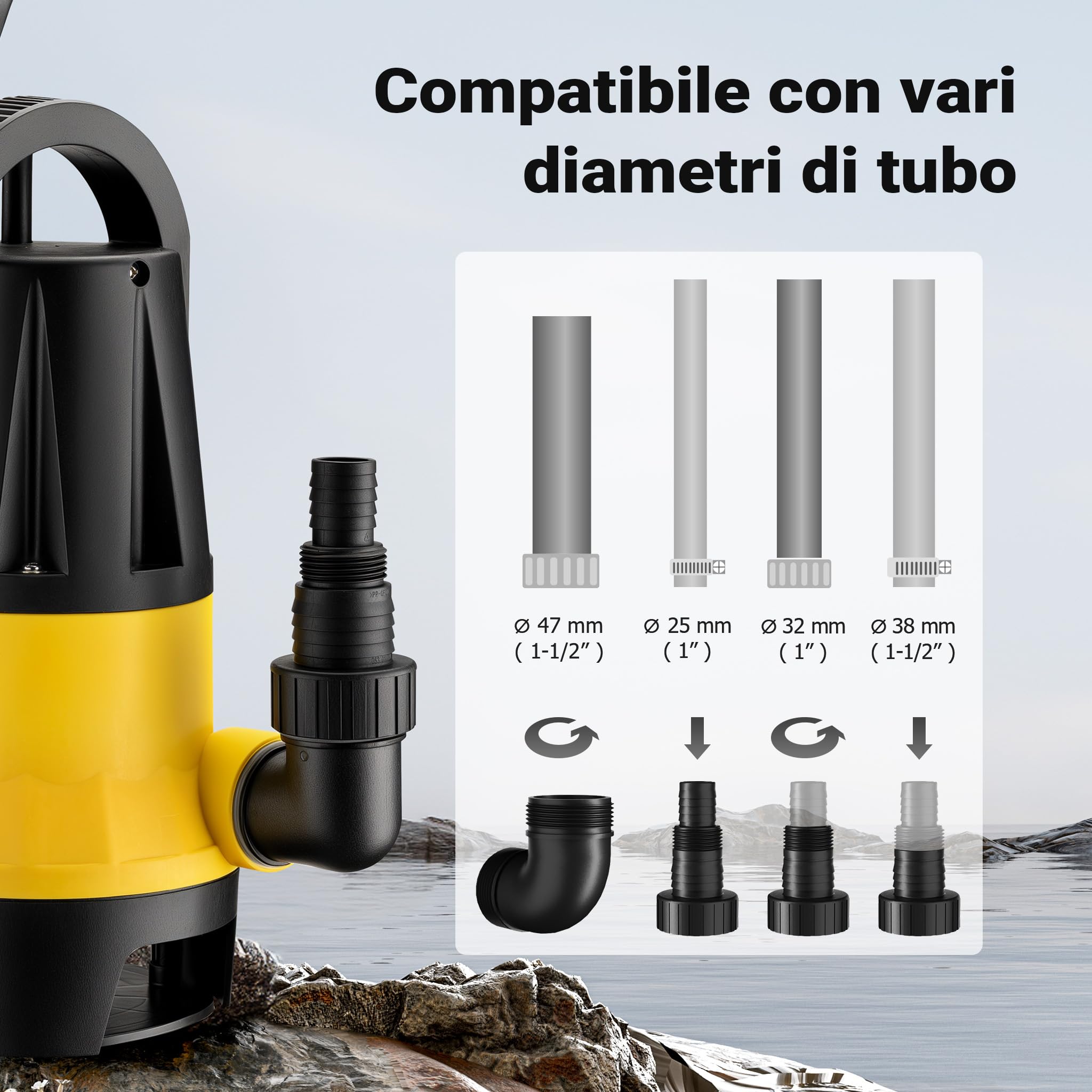 Wiltec Pompa sommersa acque reflue 400W 8500 l/h 5m