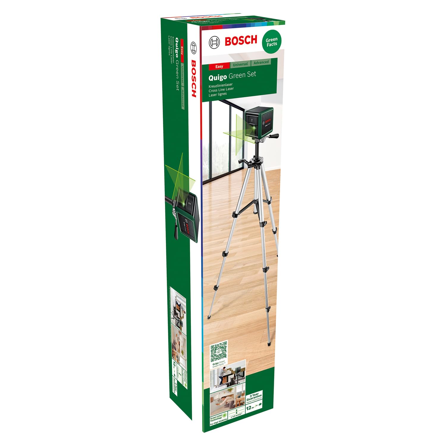 Bosch Quigo Green livella laser croce 12 m con treppiede