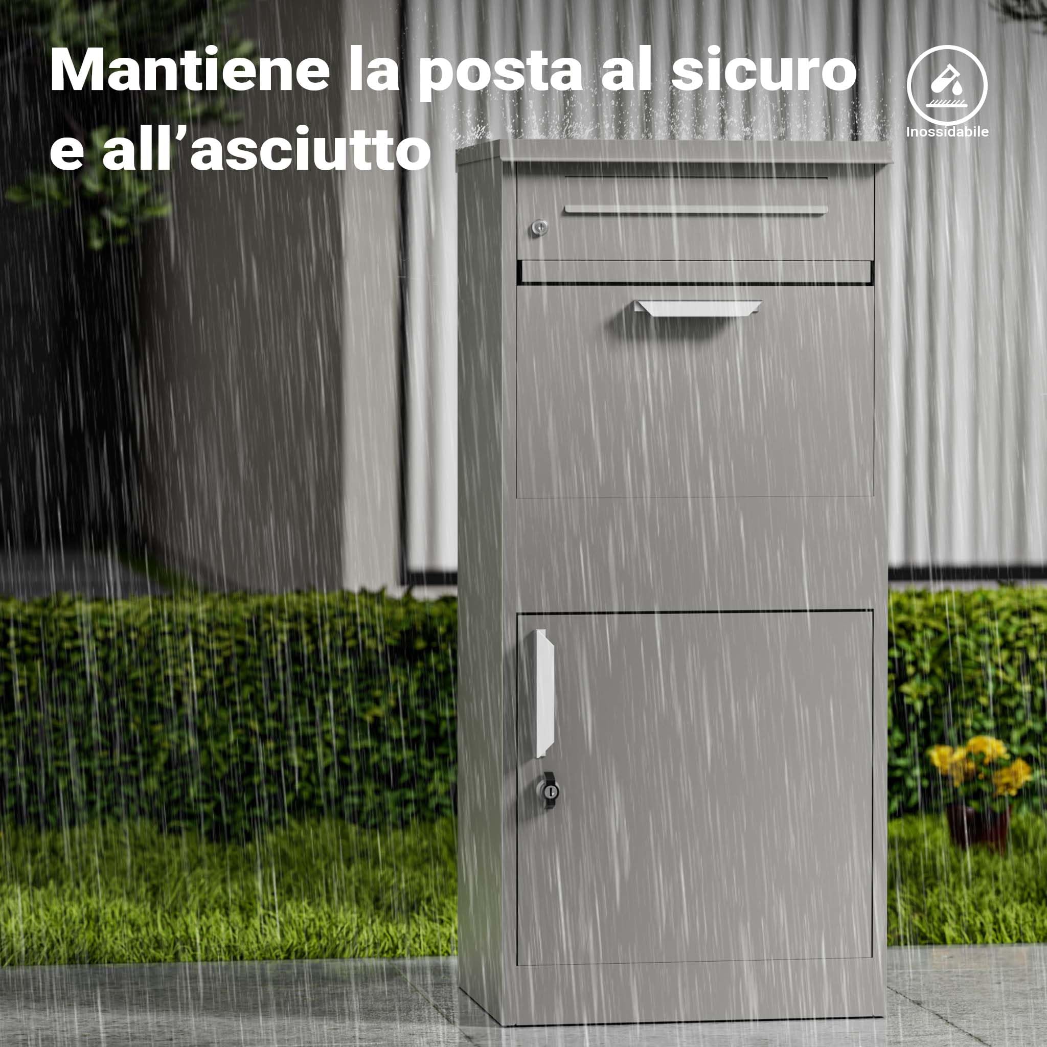 Wiltec Cassetta Pacchi Grigia 50x37x112cm con Serratura
