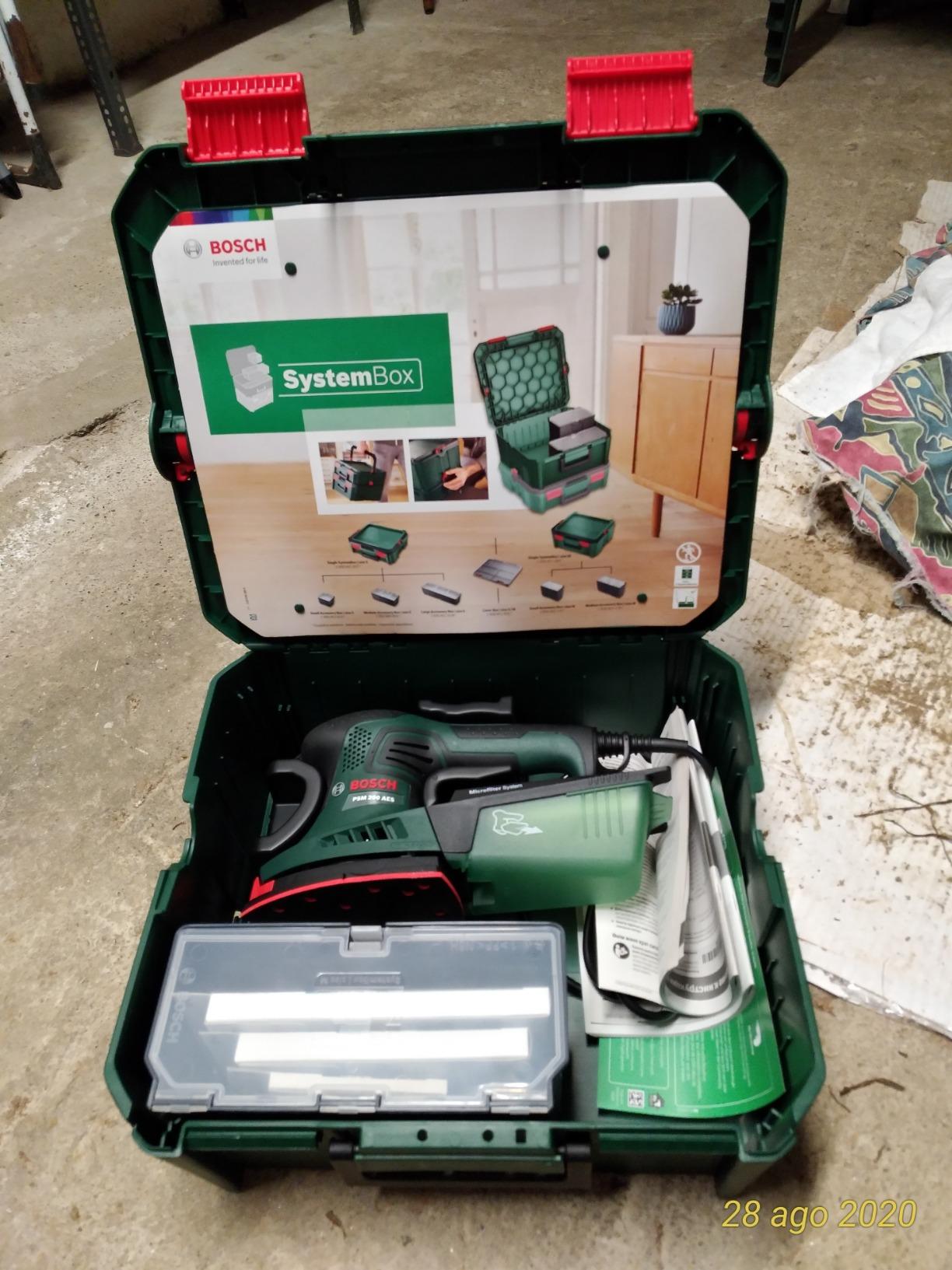 Bosch PSM 200 AES levigatrice palmare 200W SystemBox M accessori