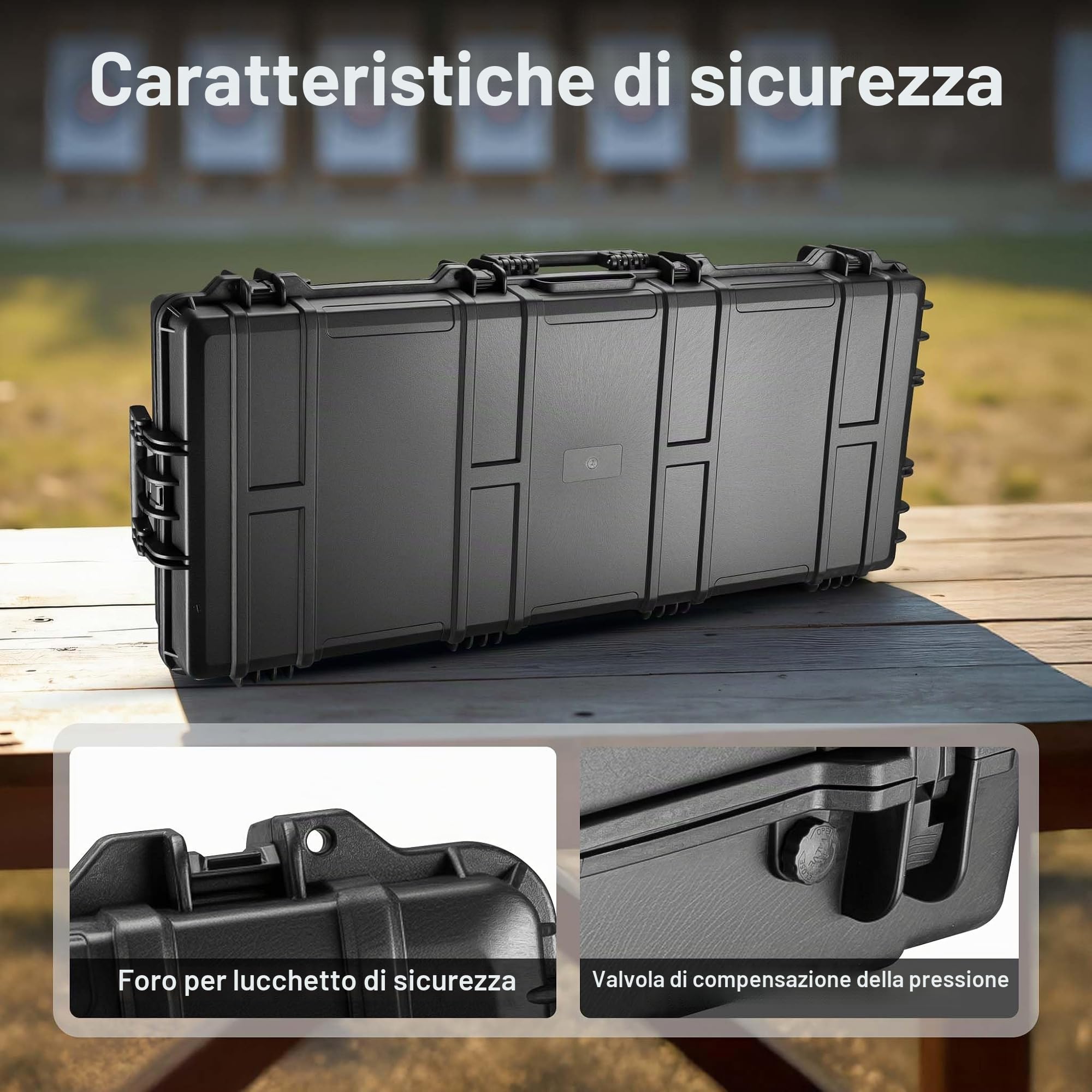 Wiltec Valigetta Porta Armi 119x53x21 cm Custodia Rigida IP67