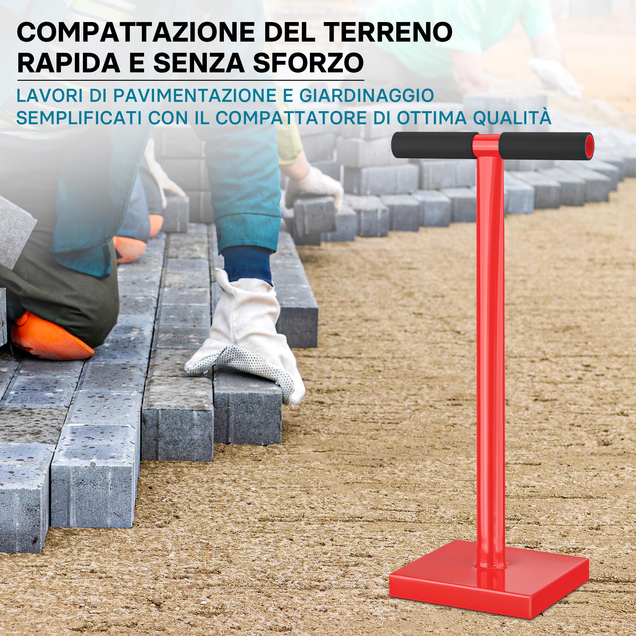 Wiltec Costipatore Manuale 11,5 kg Piastra 20x20 cm Acciaio