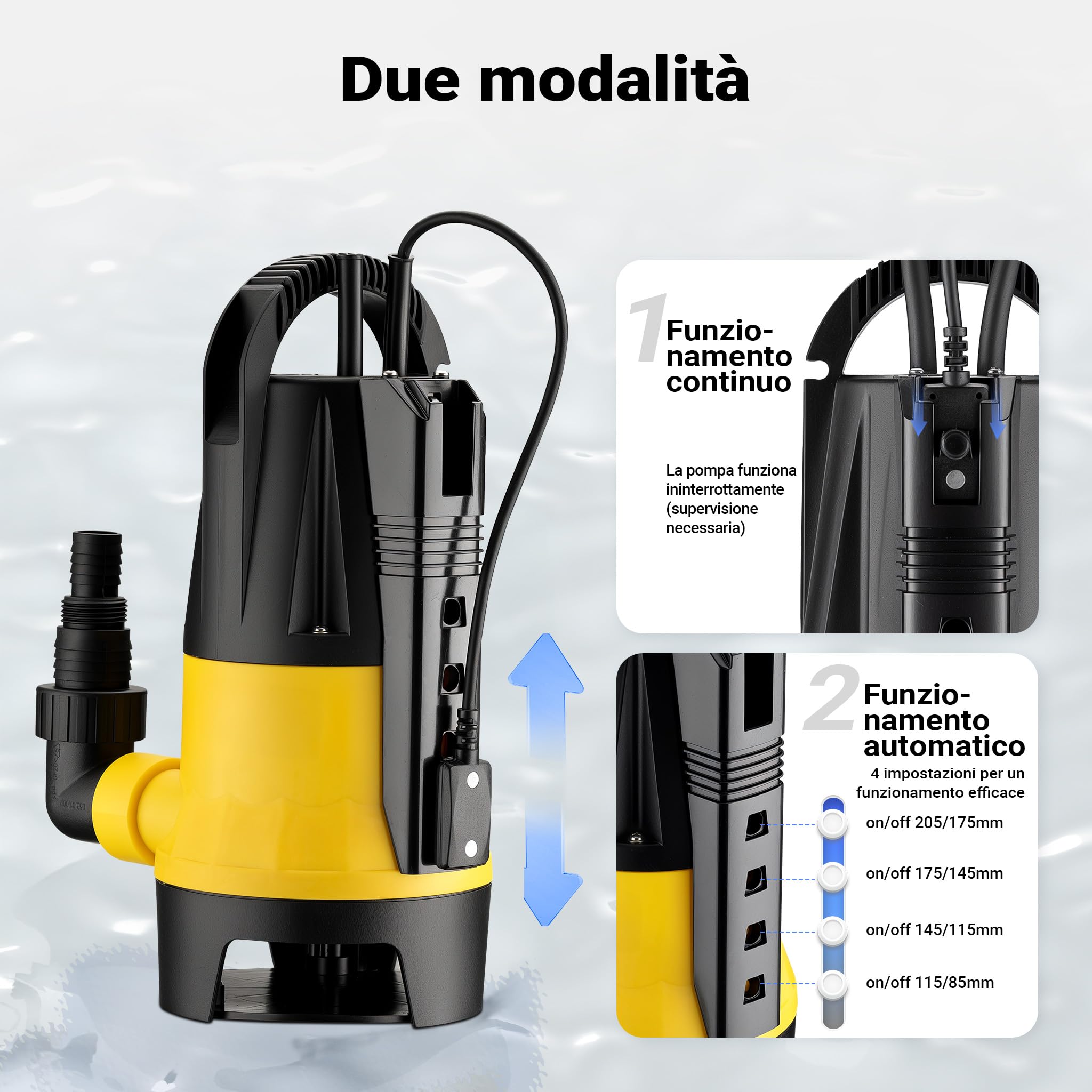 Wiltec Pompa sommersa acque reflue 400W 8500 l/h 5m