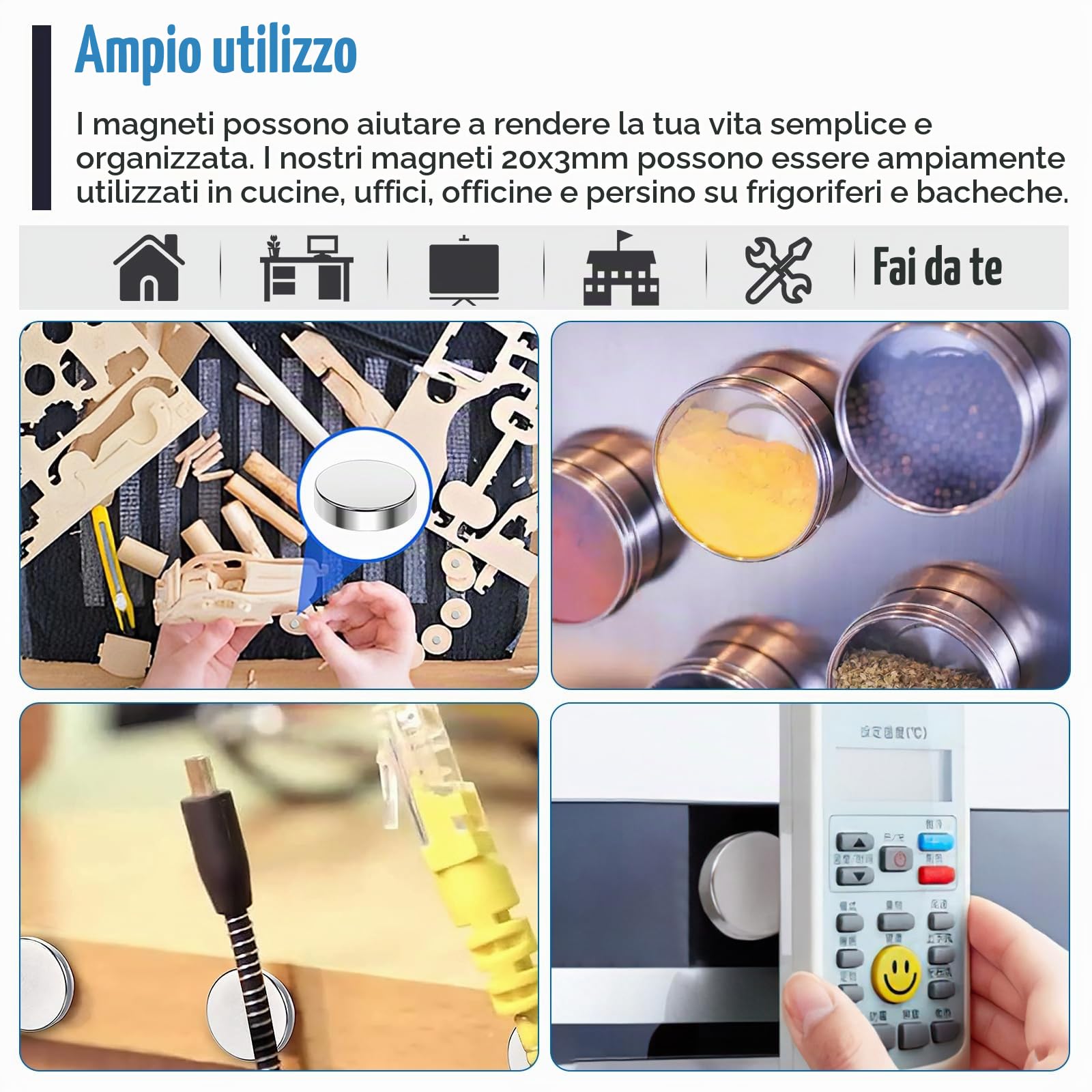 Wzone magneti neodimio 10x2 mm tondi 50 pezzi